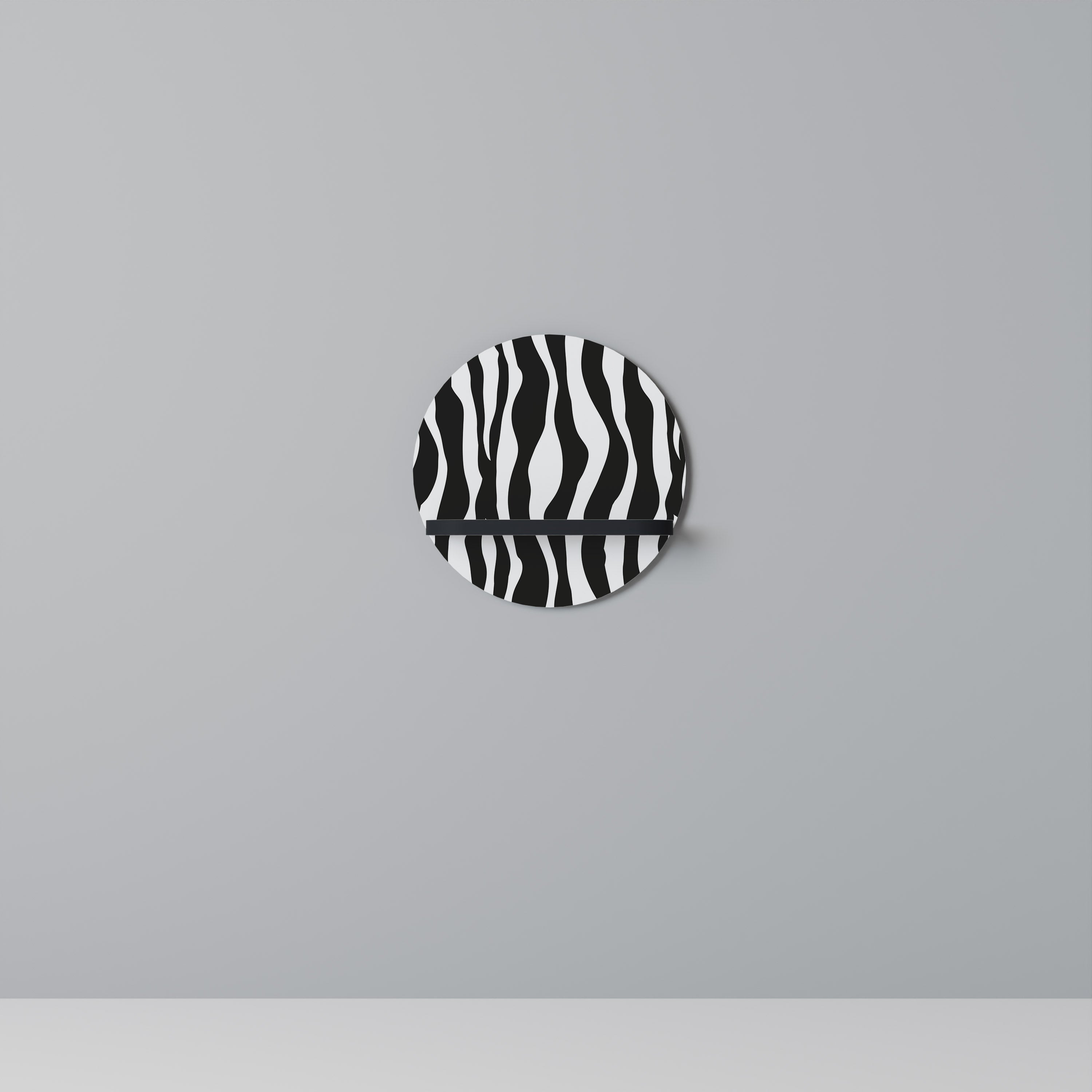 ZEBRA ECHOES Prateleira Redonda Decorativa em Acabamento Preto