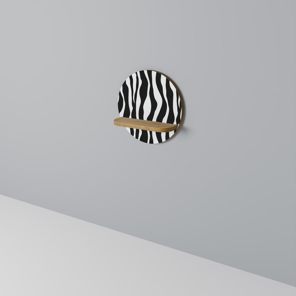 ZEBRA ECHOES Round Art Shelf In Oak Effect