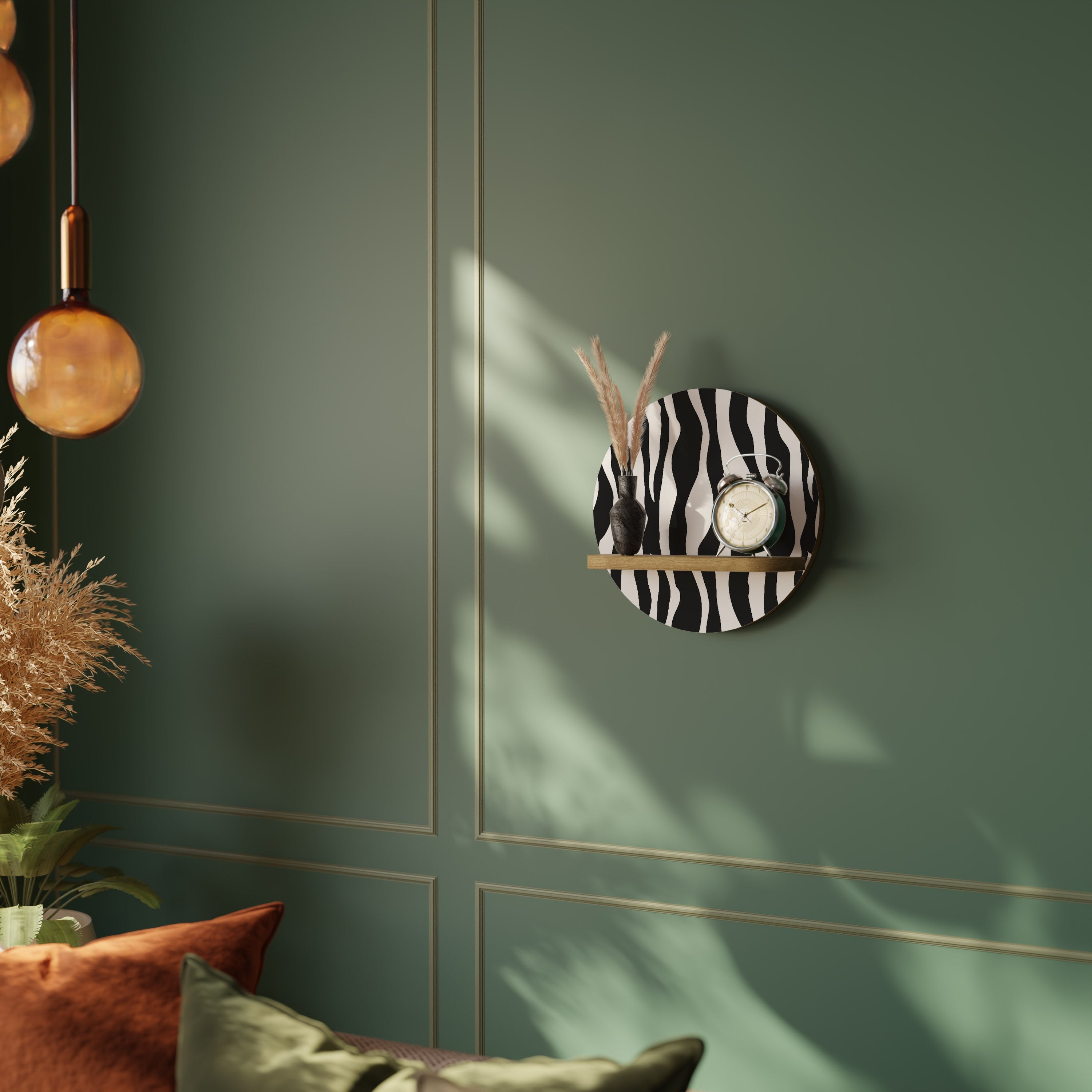 ZEBRA ECHOES Prateleira Redonda Decorativa em Efeito Carvalho