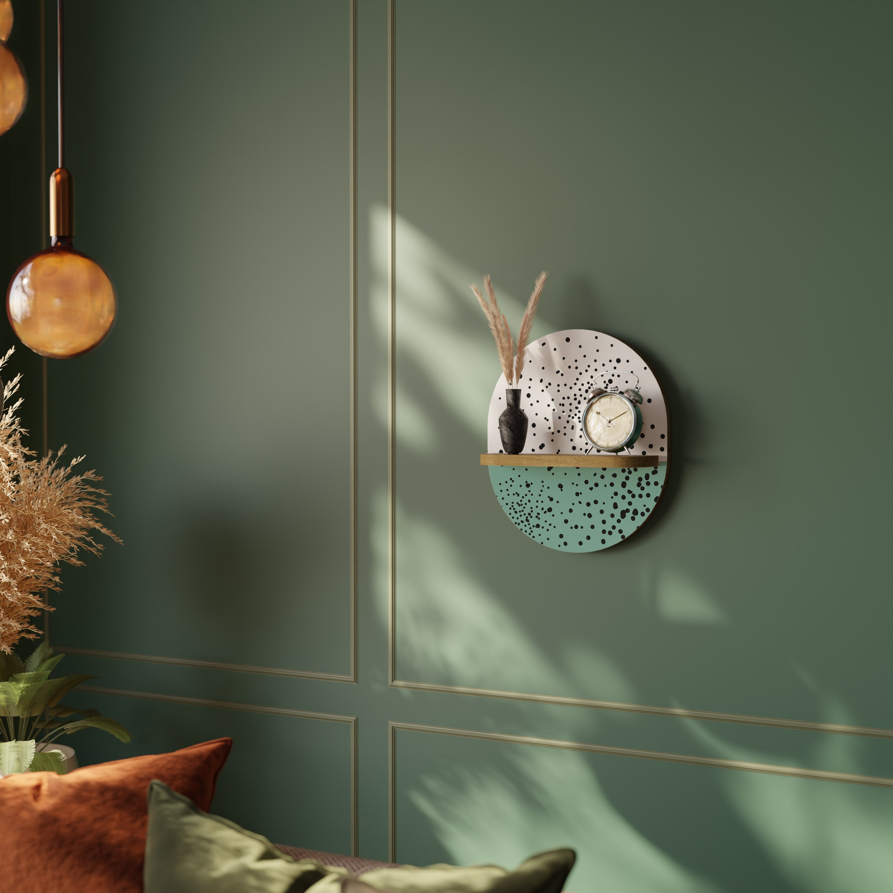 DOTTED DELIGHTS Prateleira Oval Decorativa em Efeito Carvalho