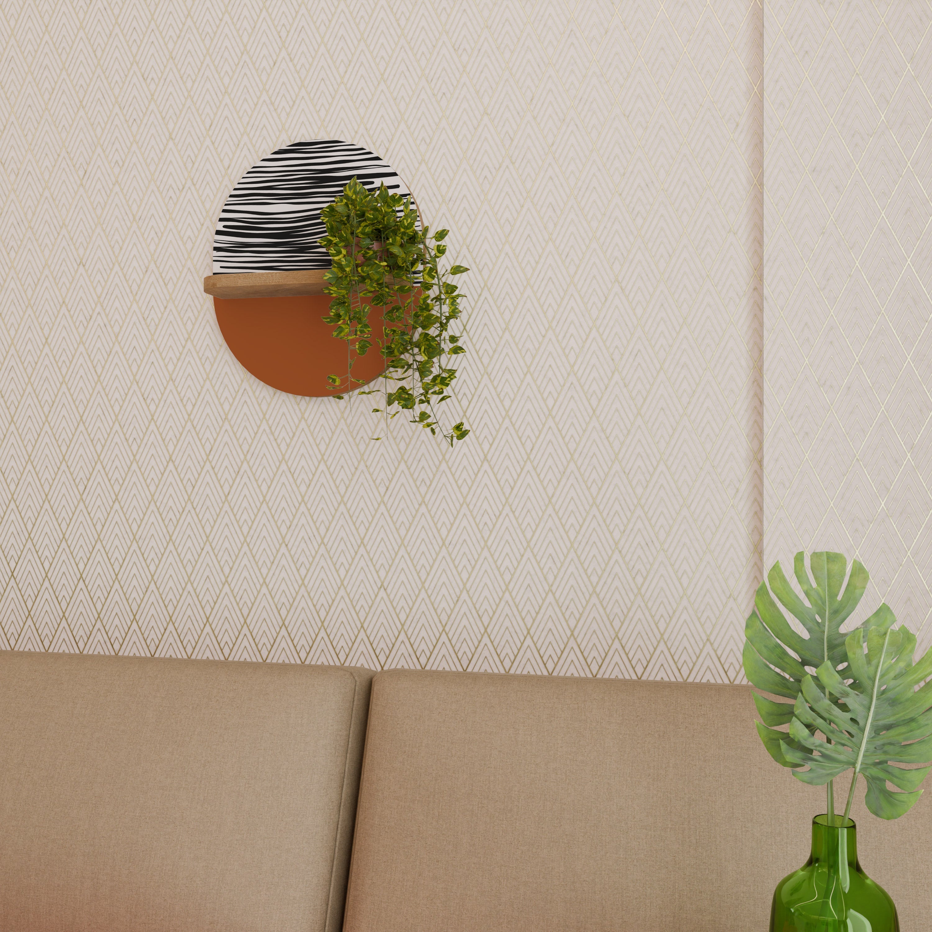 RADIANT ZEBRA Prateleira Oval Decorativa em Efeito Carvalho