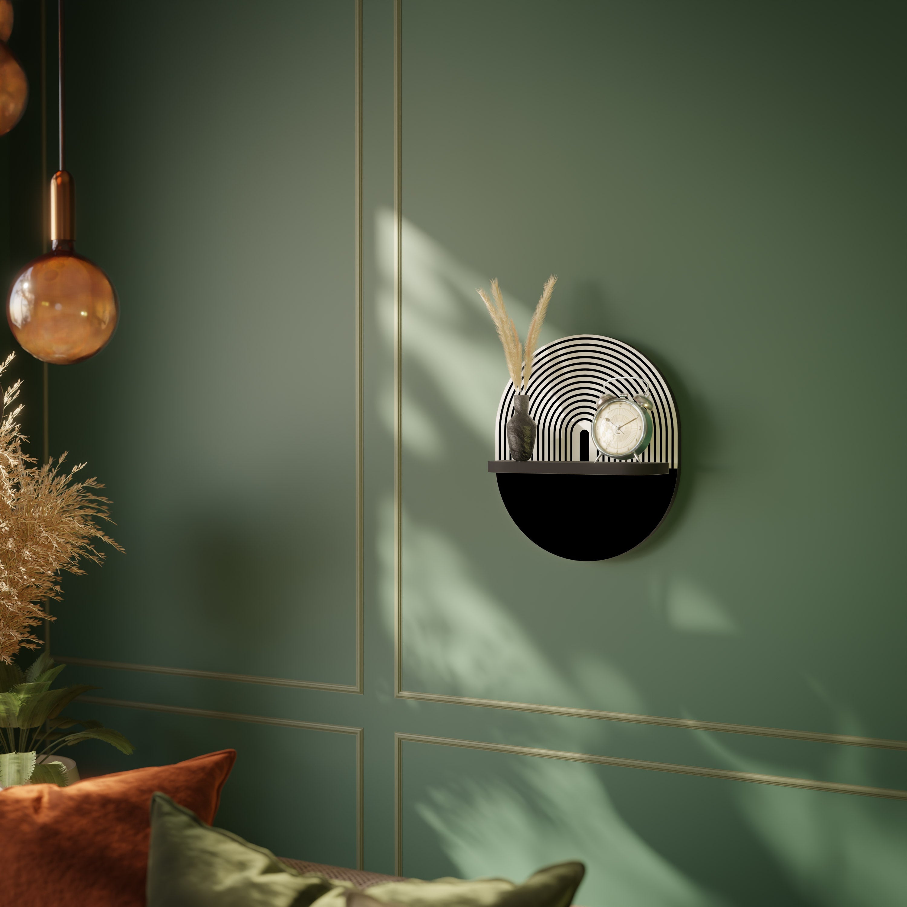 DUSK VIBRATION Prateleira Oval Decorativa em Acabamento Preto