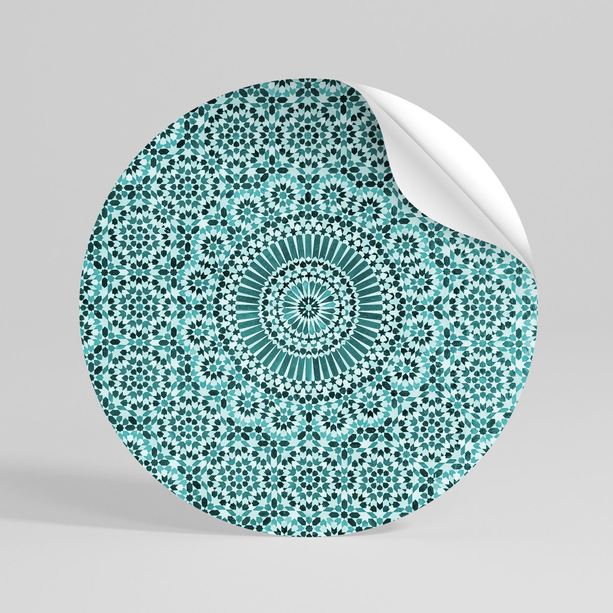 MOROCCAN TURQUOISE Autocolante Redondo Removível