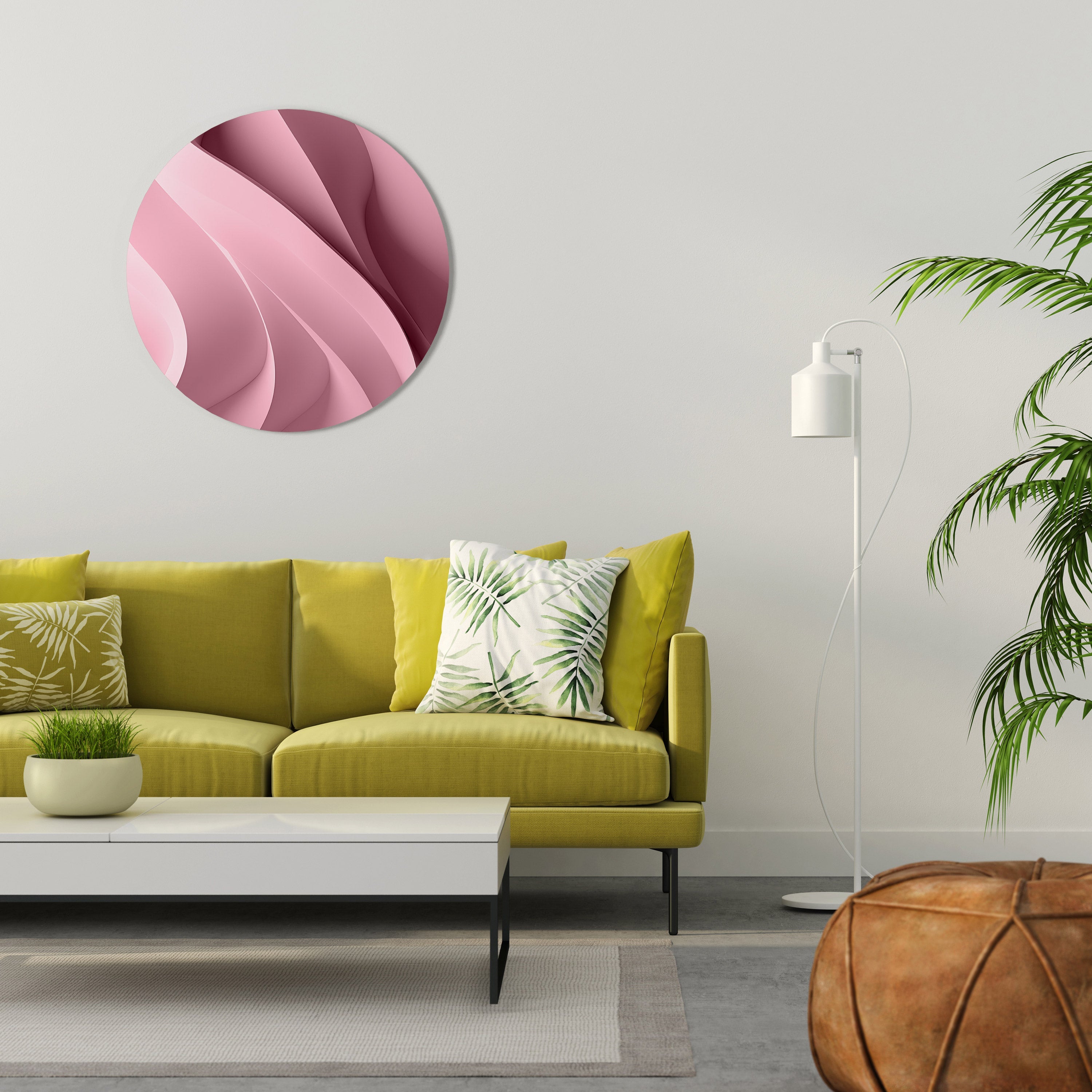 THINKING PINK Round Wall Art