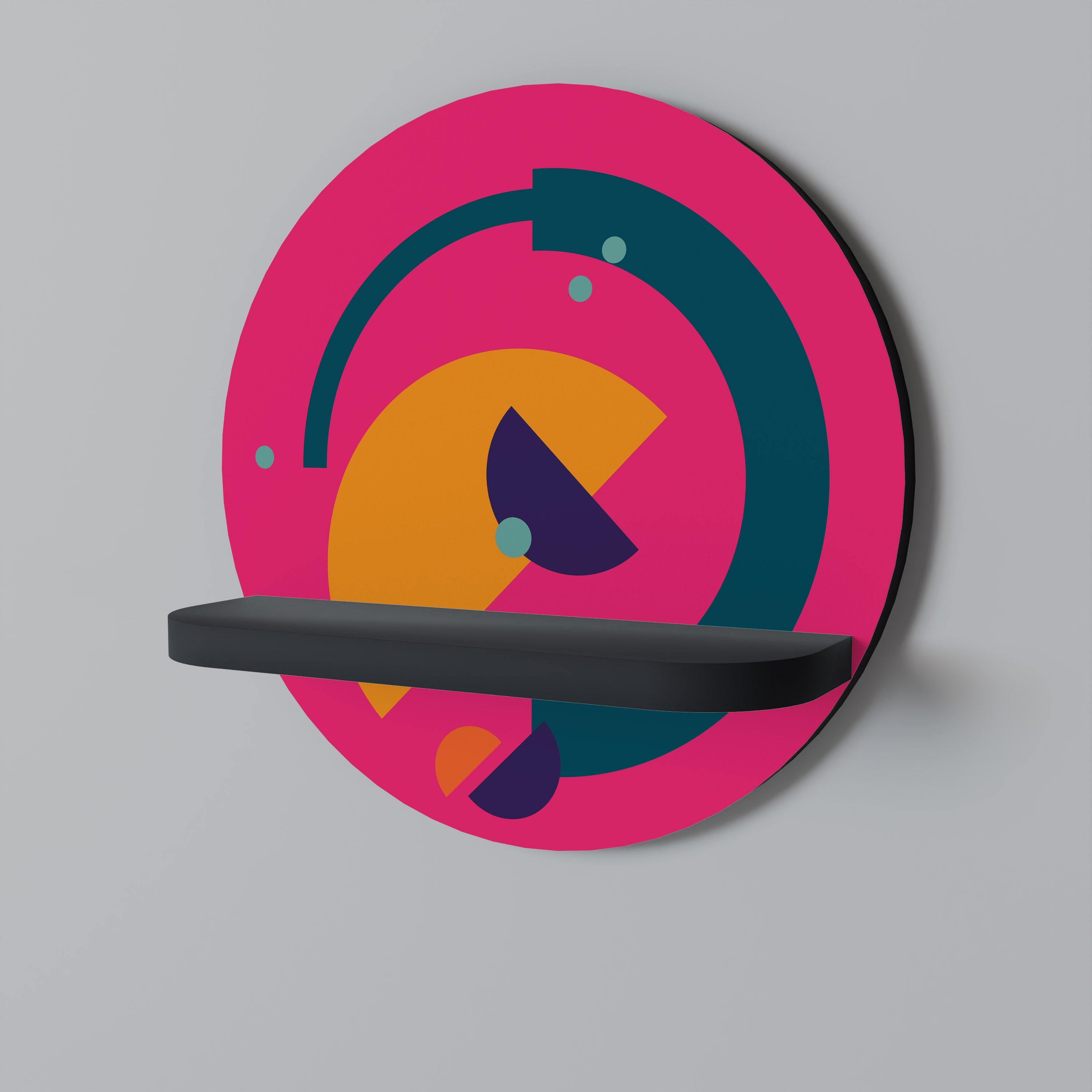 VIVID VISIONARY Prateleira Redonda Decorativa em Acabamento Preto