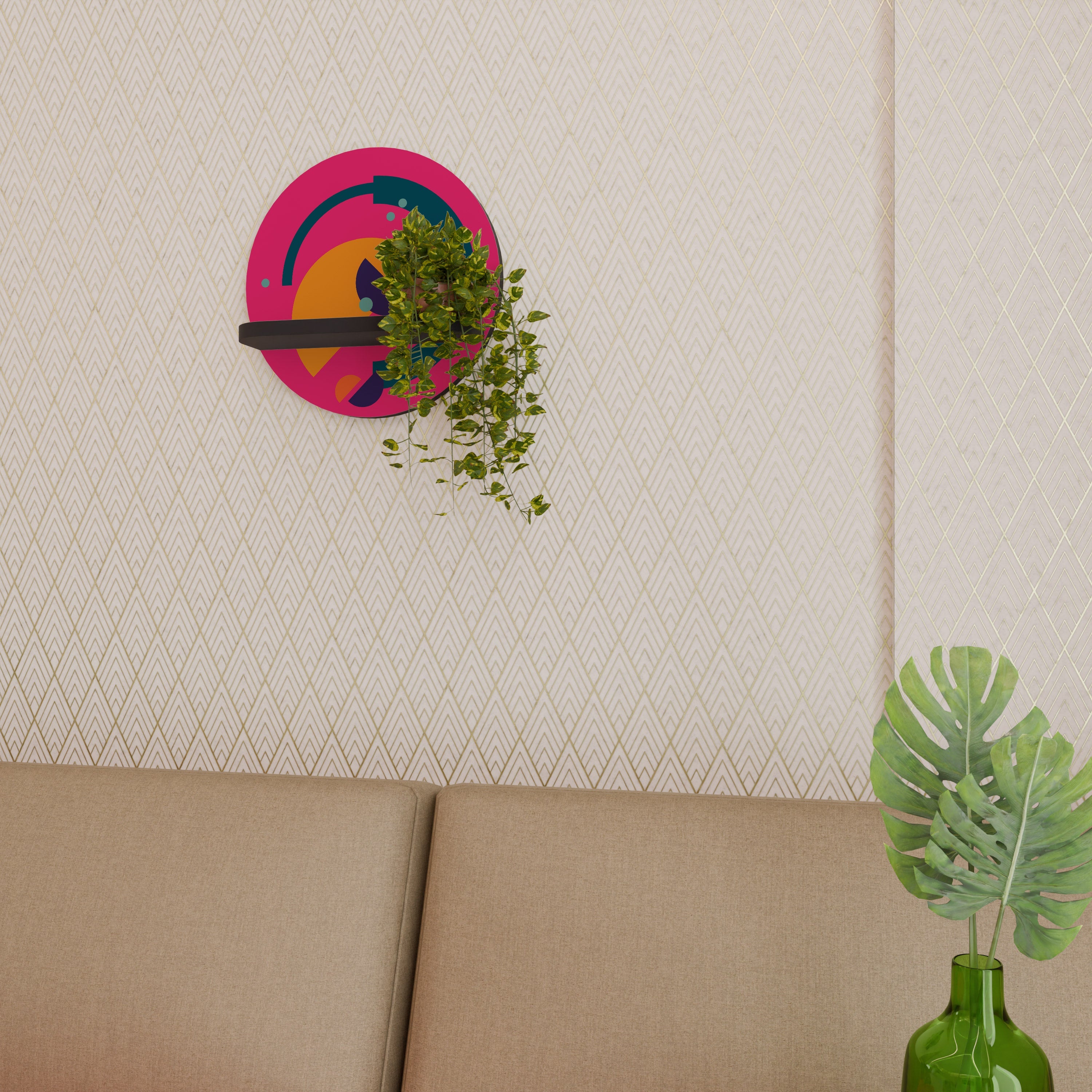 VIVID VISIONARY Prateleira Redonda Decorativa em Acabamento Preto