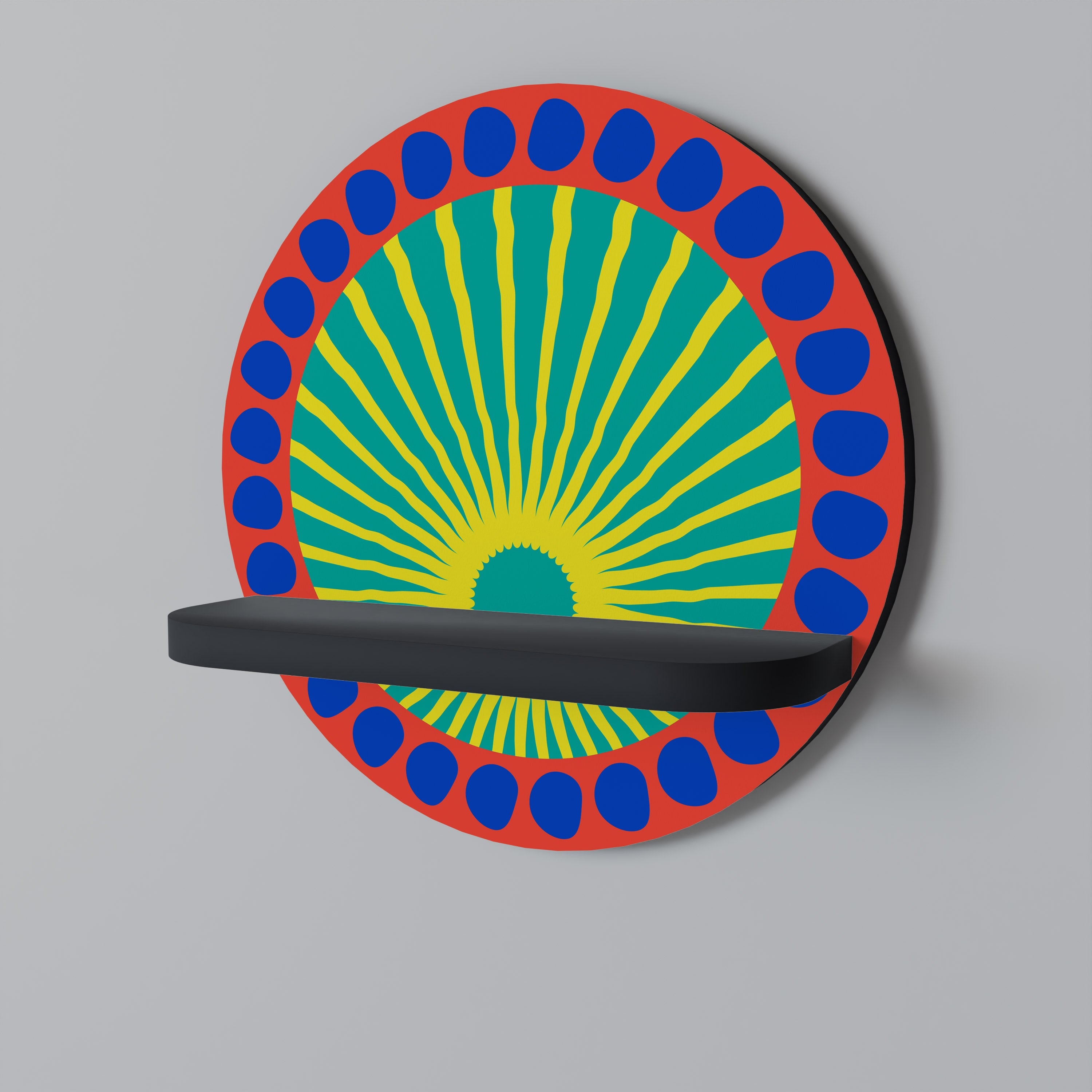 SHIMMER SPECTRUM Prateleira Redonda Decorativa em Acabamento Preto