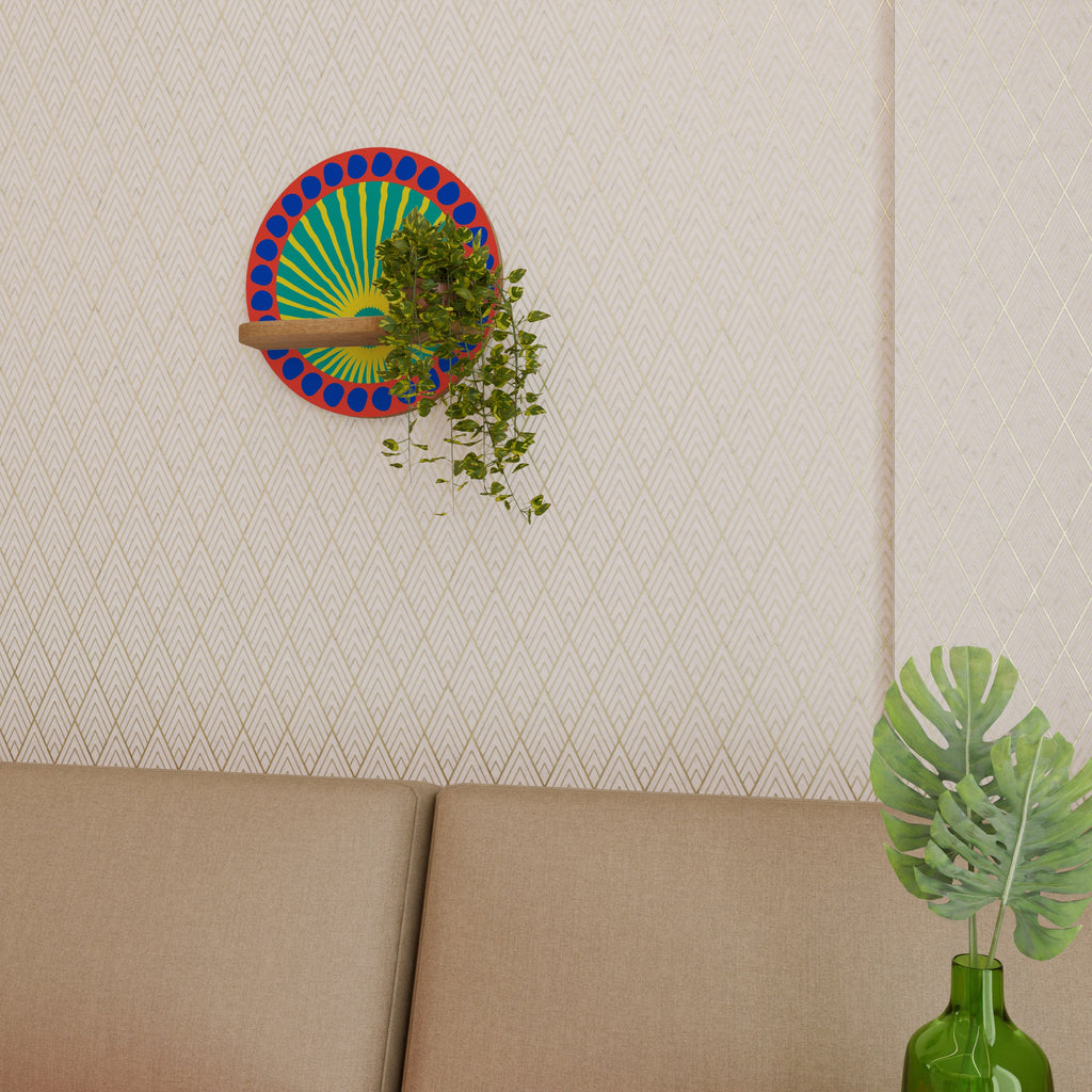 SHIMMER SPECTRUM Prateleira Redonda Decorativa em Efeito Carvalho