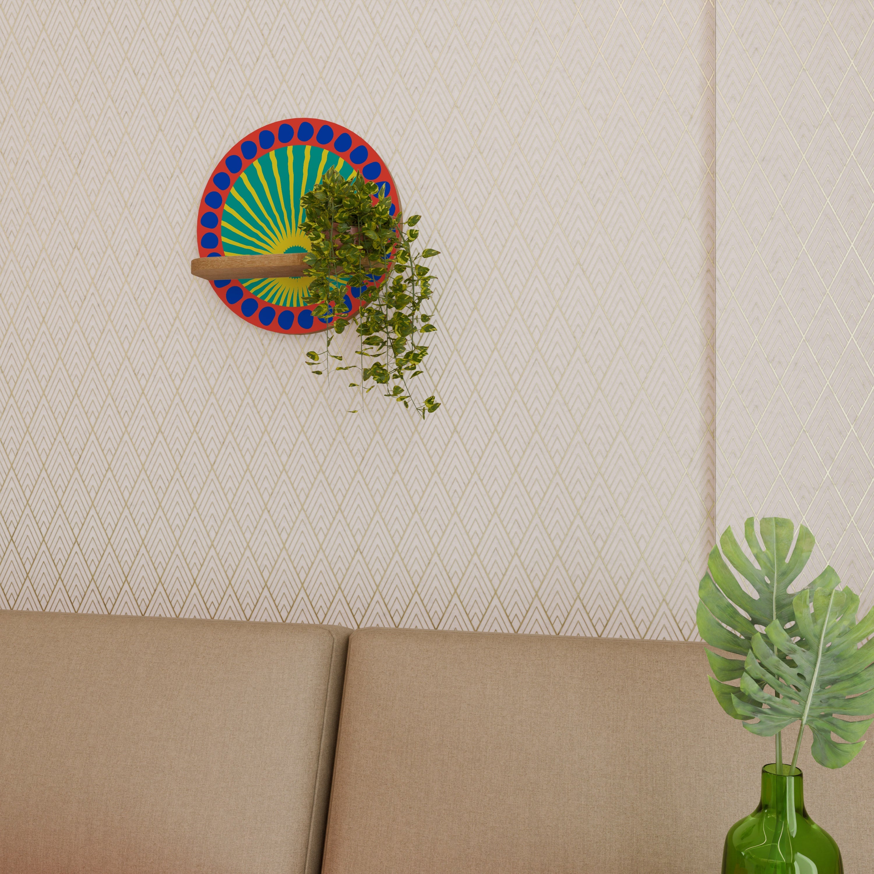 SHIMMER SPECTRUM Prateleira Redonda Decorativa em Efeito Carvalho