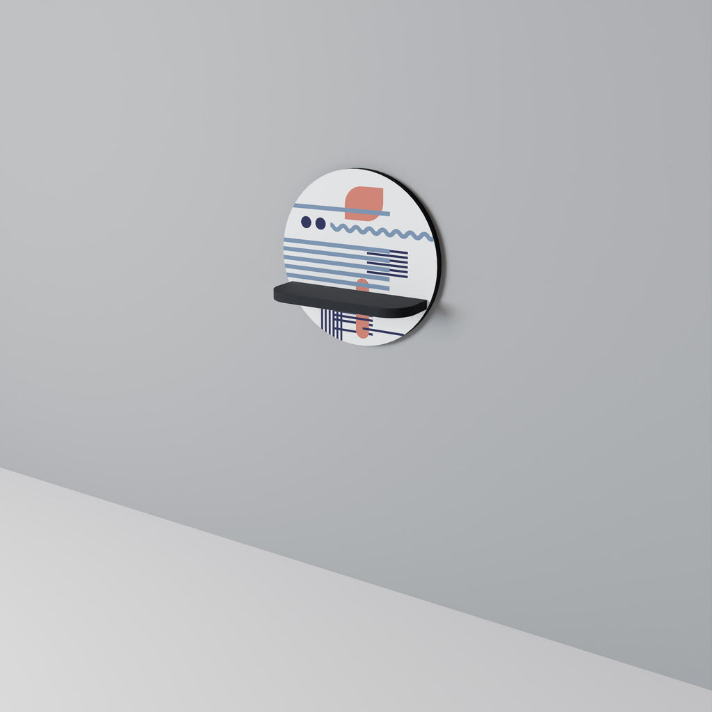 VIBRANT VERSE Prateleira Redonda Decorativa em Acabamento Preto