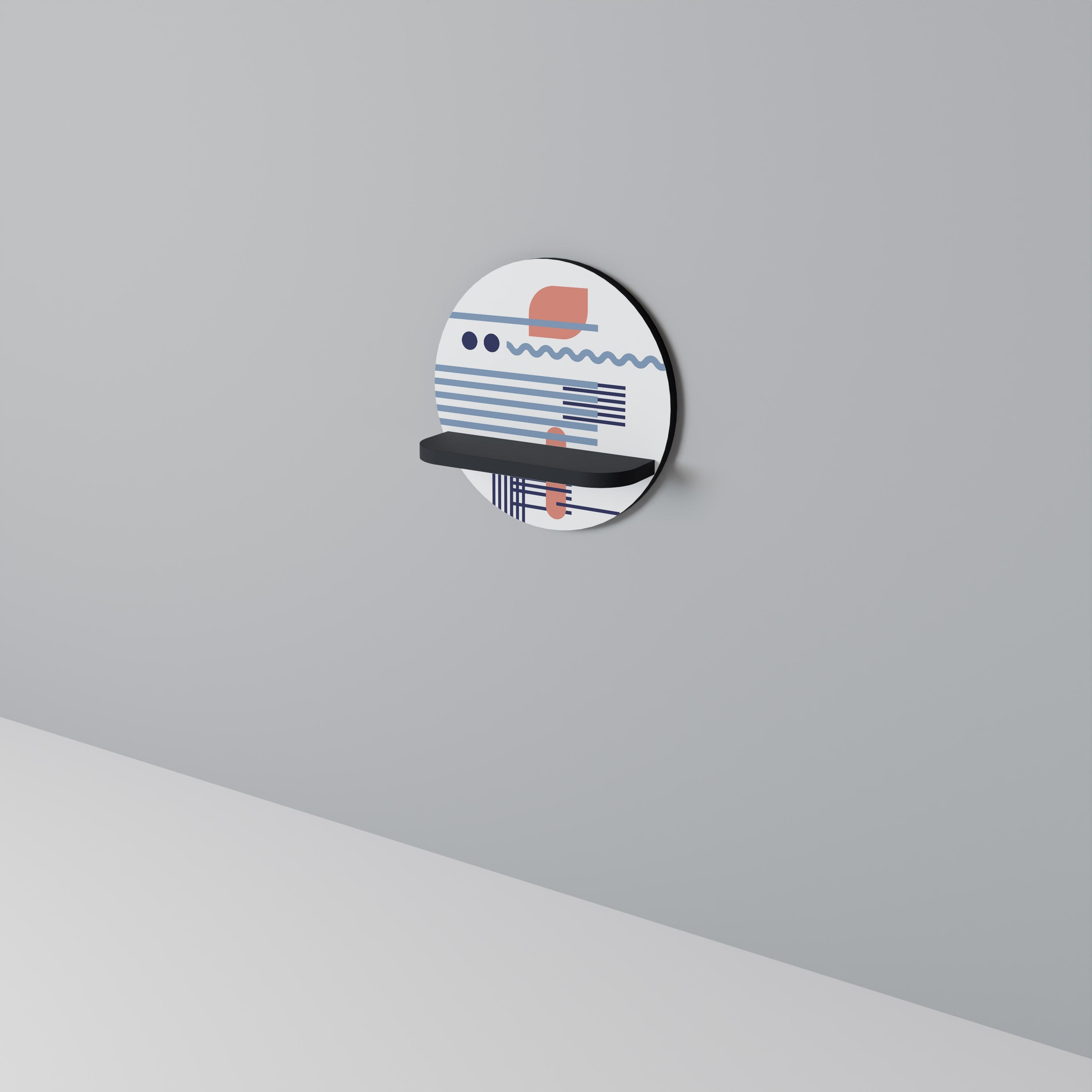 VIBRANT VERSE Prateleira Redonda Decorativa em Acabamento Preto