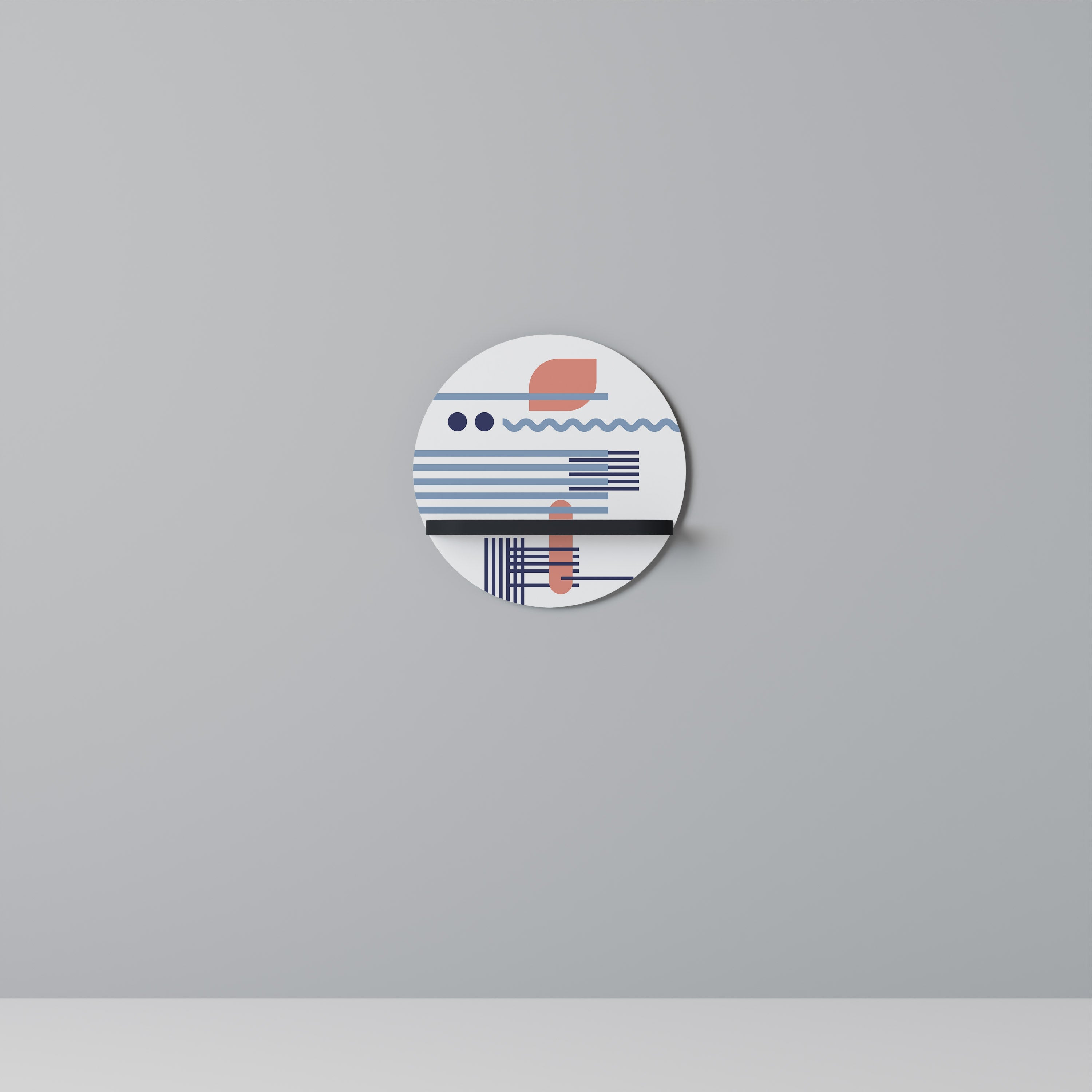 VIBRANT VERSE Prateleira Redonda Decorativa em Acabamento Preto