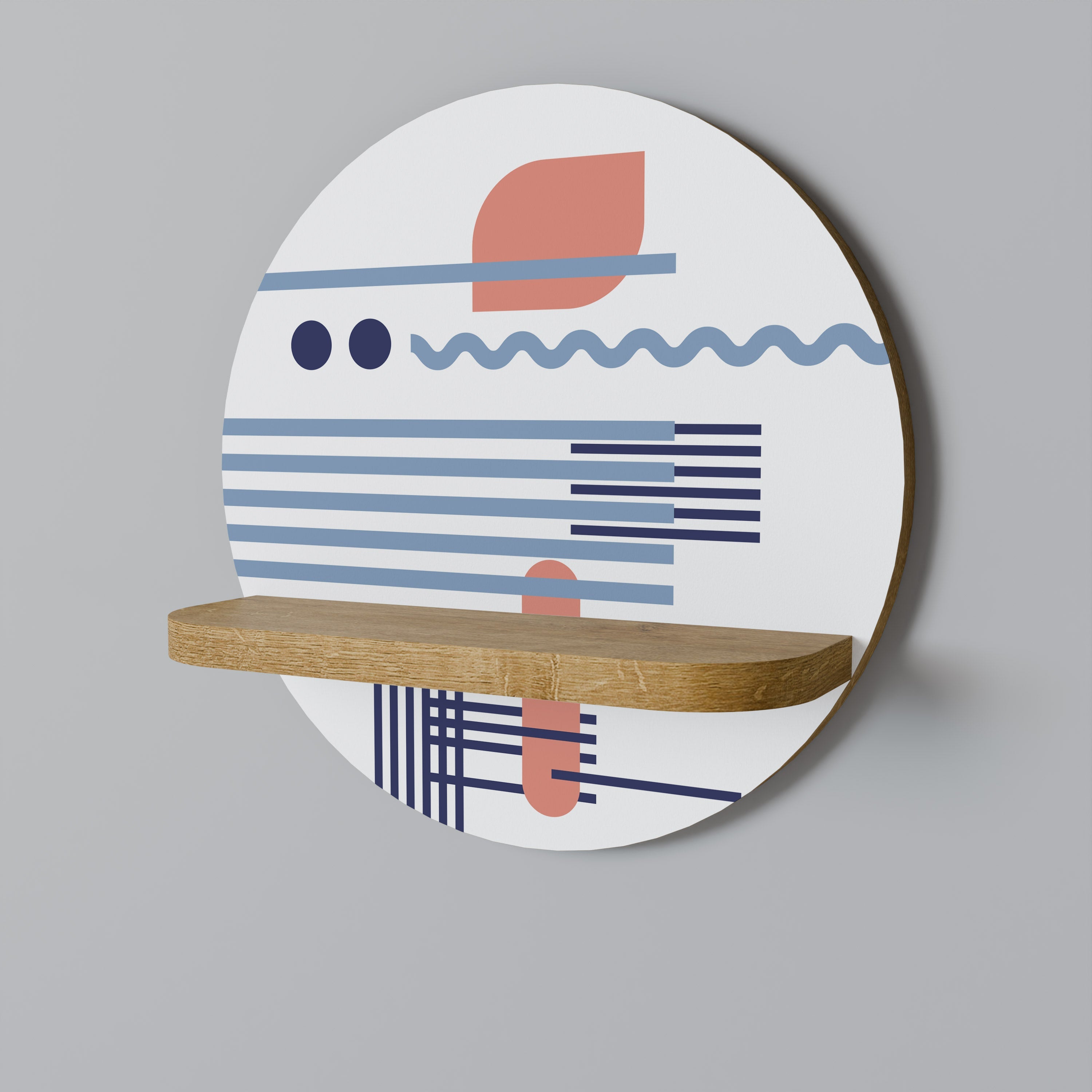 VIBRANT VERSE Prateleira Redonda Decorativa em Efeito Carvalho