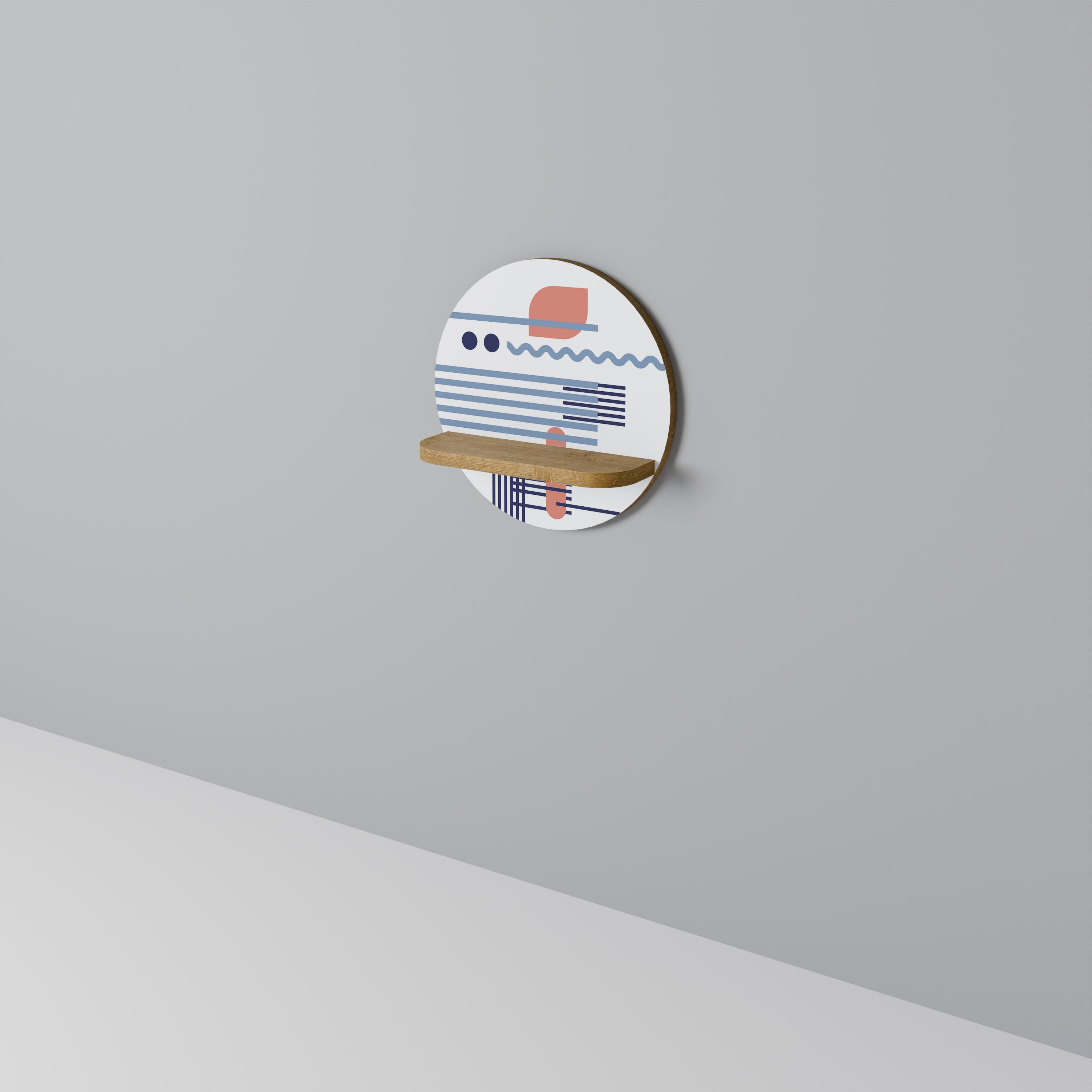 VIBRANT VERSE Prateleira Redonda Decorativa em Efeito Carvalho