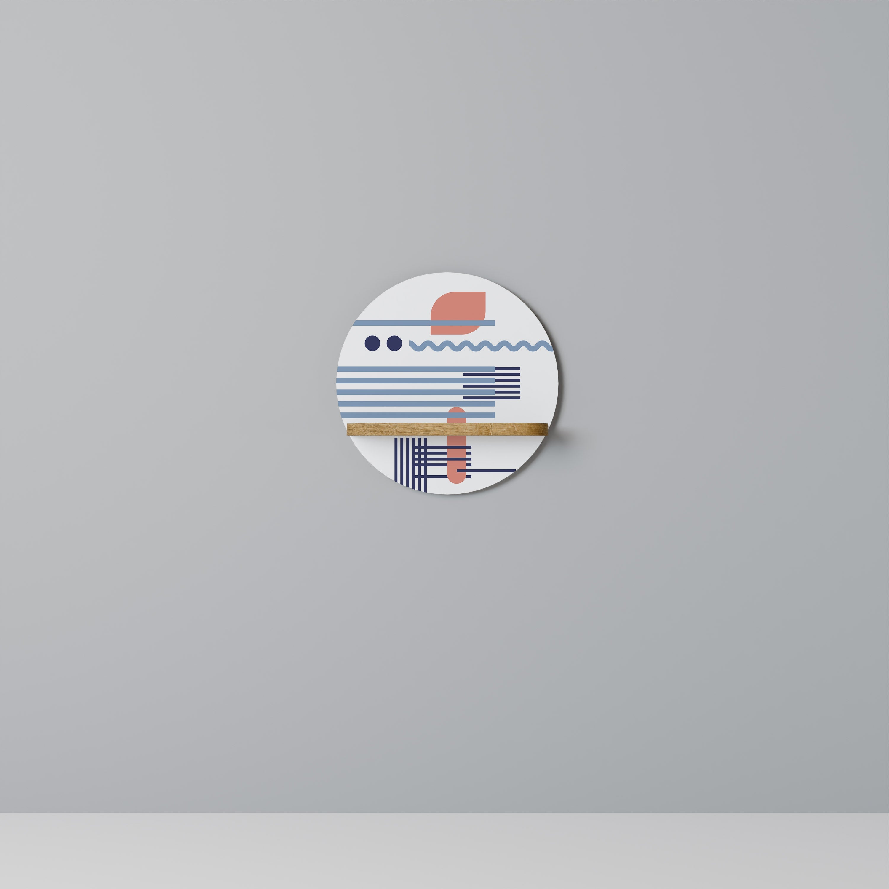 VIBRANT VERSE Prateleira Redonda Decorativa em Efeito Carvalho