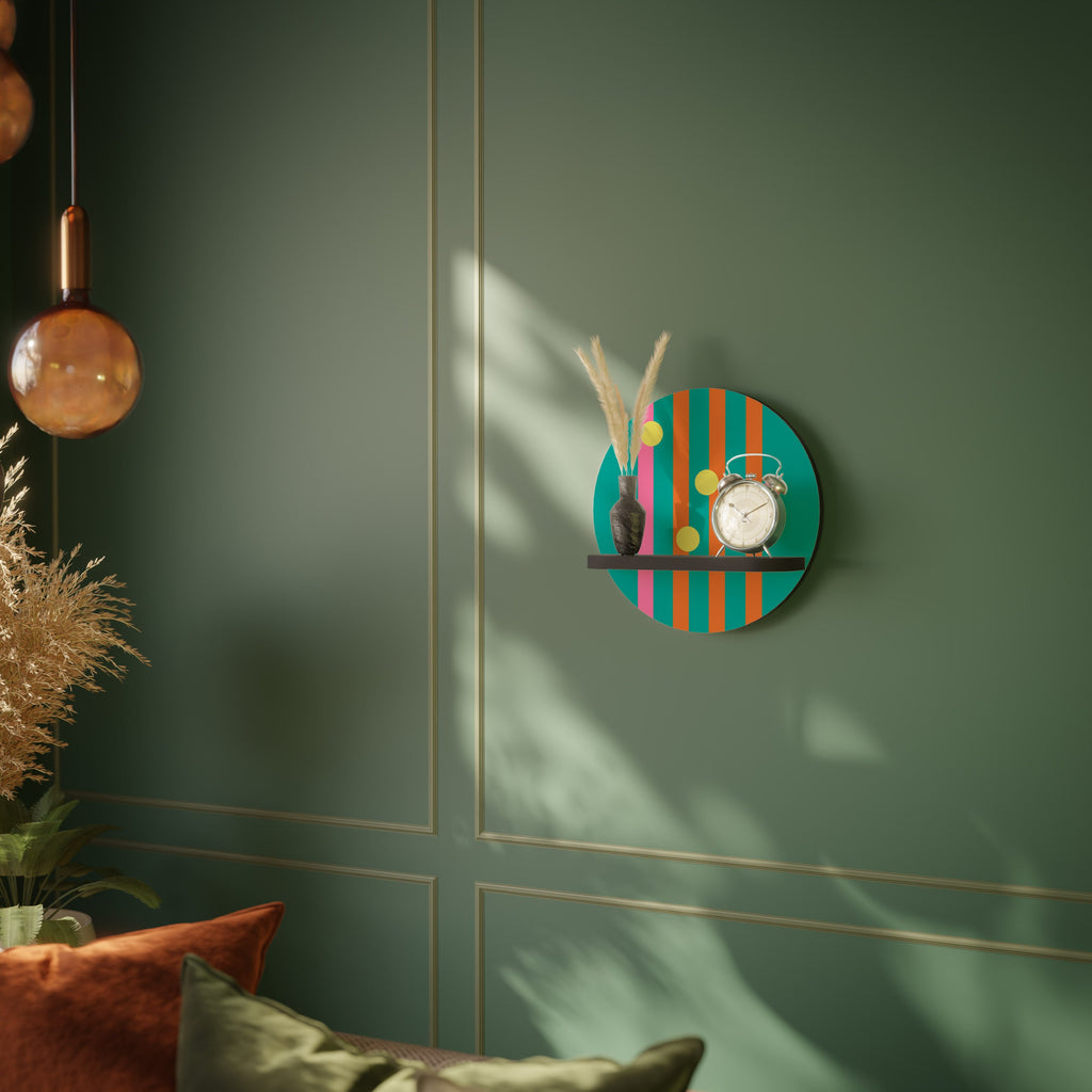 SOMEWHERE IN BETWEEN Prateleira Redonda Decorativa em Acabamento Preto