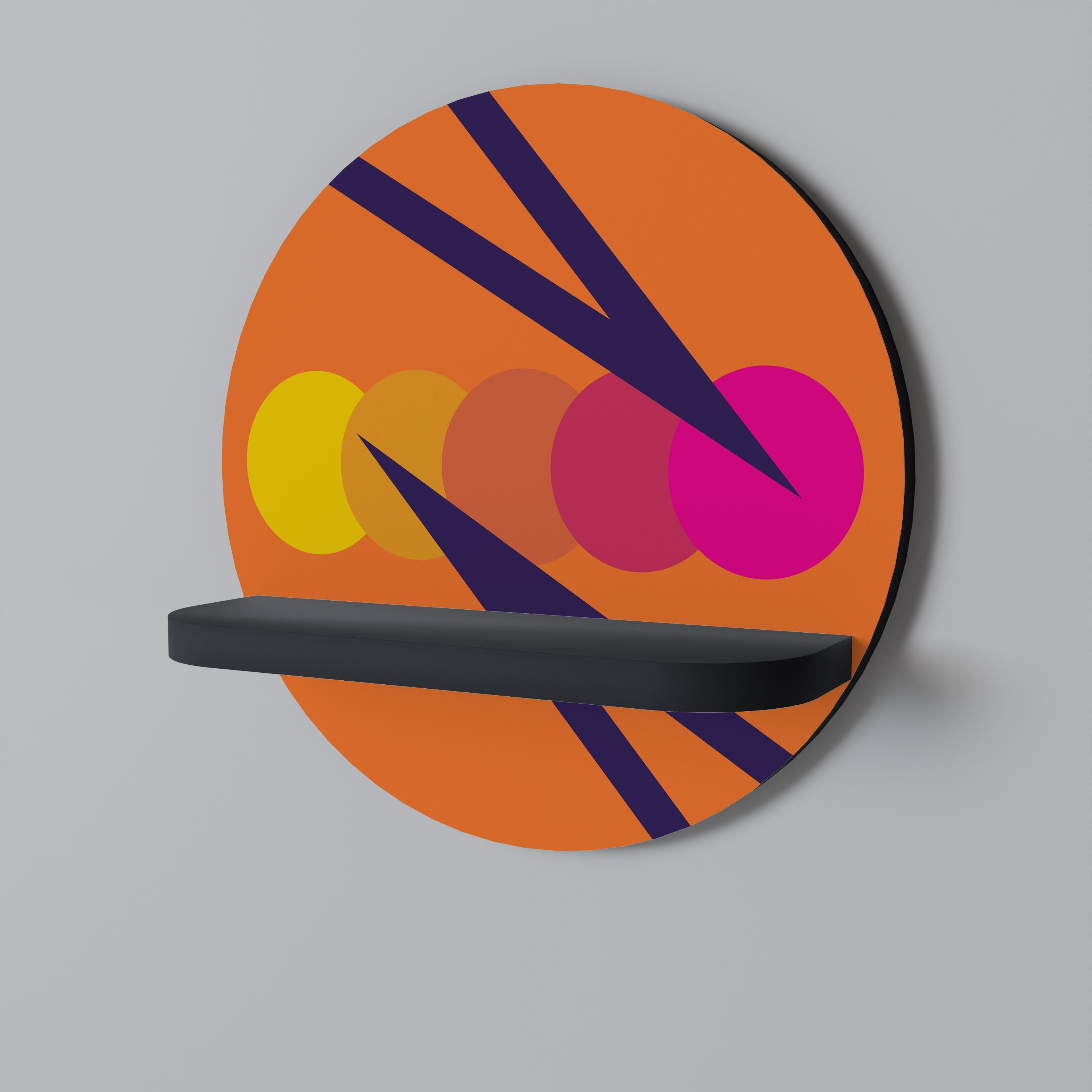 ON THE DOT BLADE Round Art Shelf In Black Finish