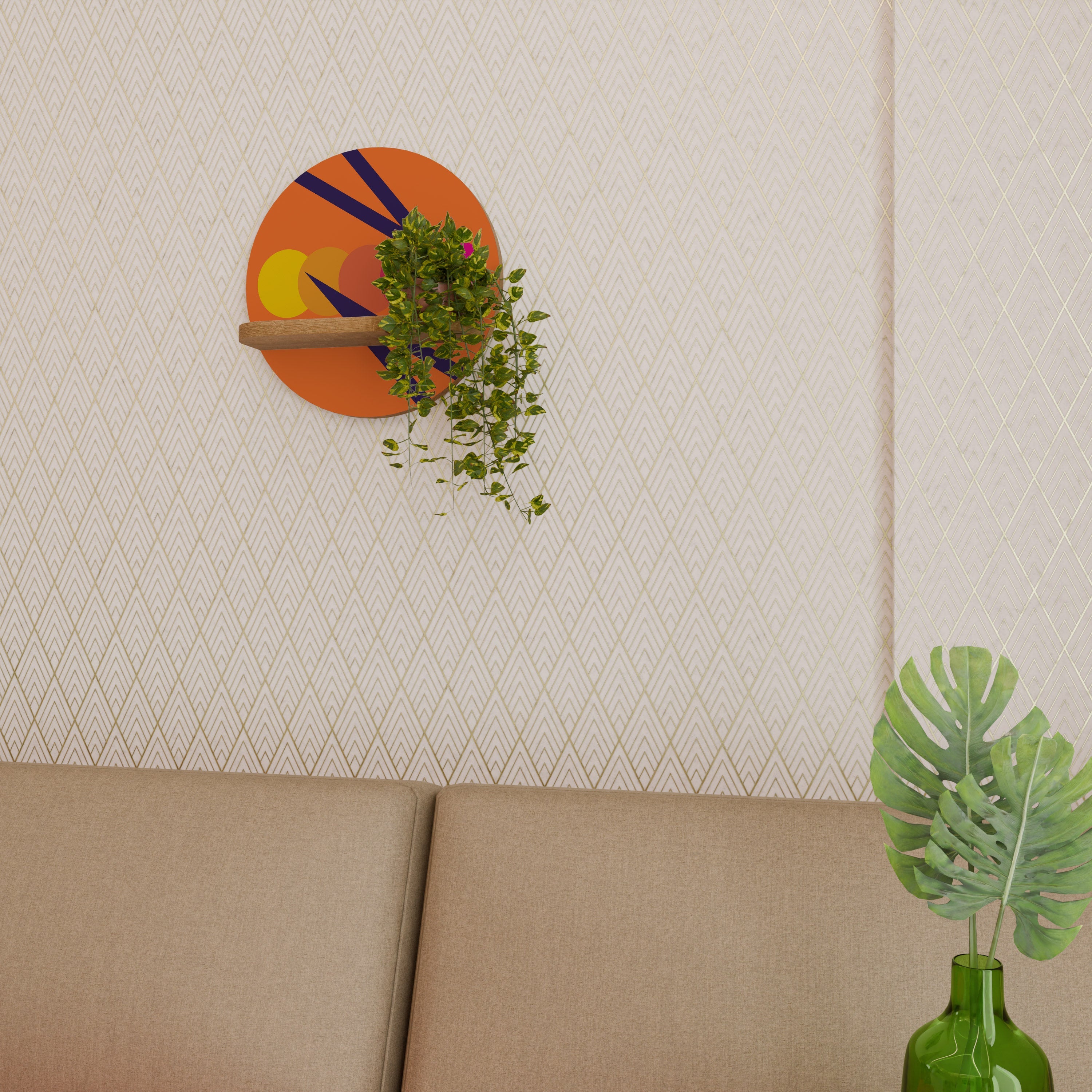 ON THE DOT BLADE Prateleira Redonda Decorativa em Efeito Carvalho