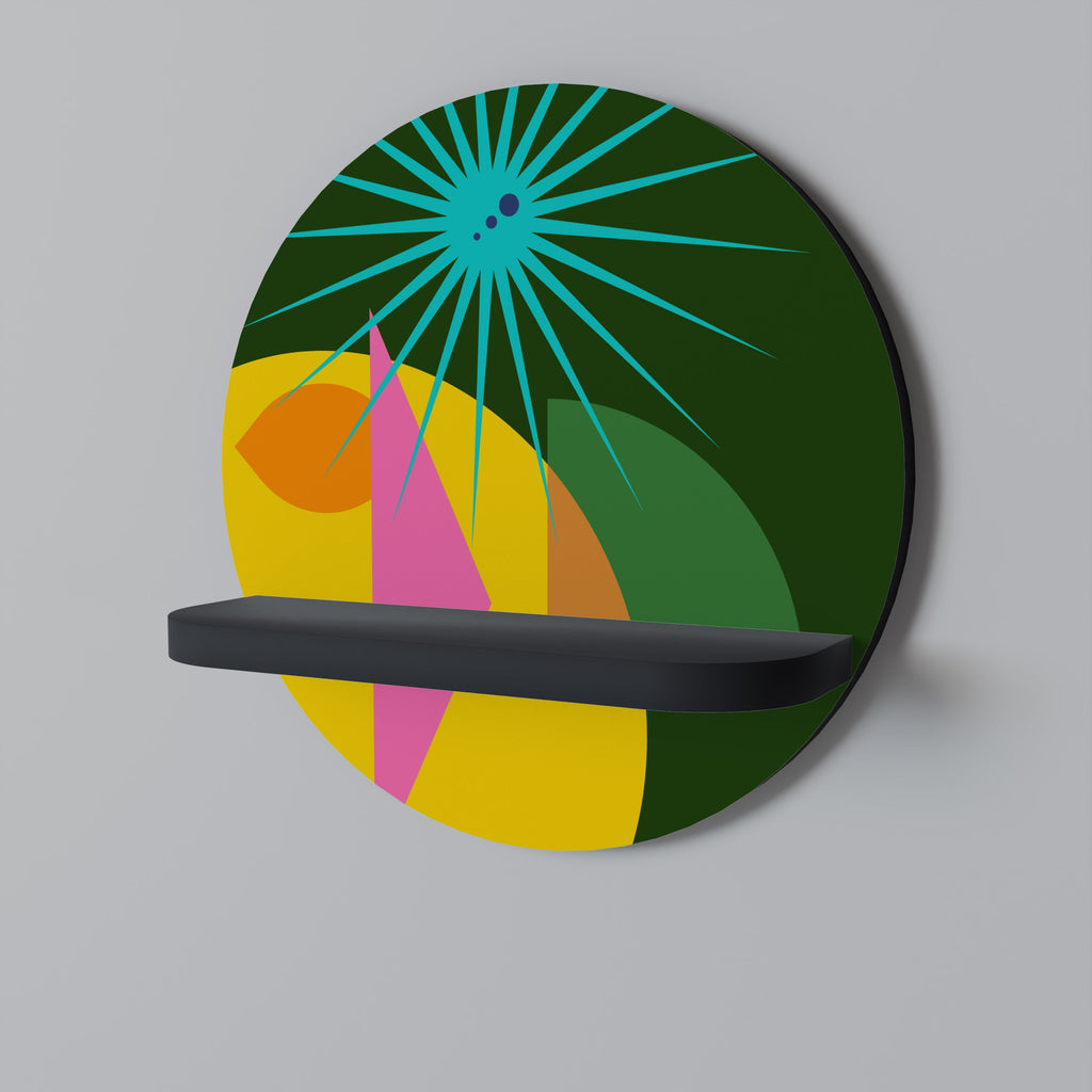 RADIANT RAY Round Art Shelf In Black Finish