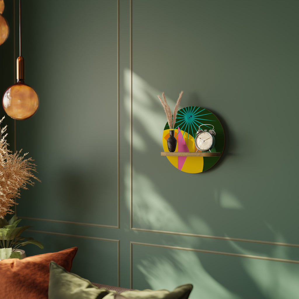 RADIANT RAY Prateleira Redonda Decorativa em Efeito Carvalho