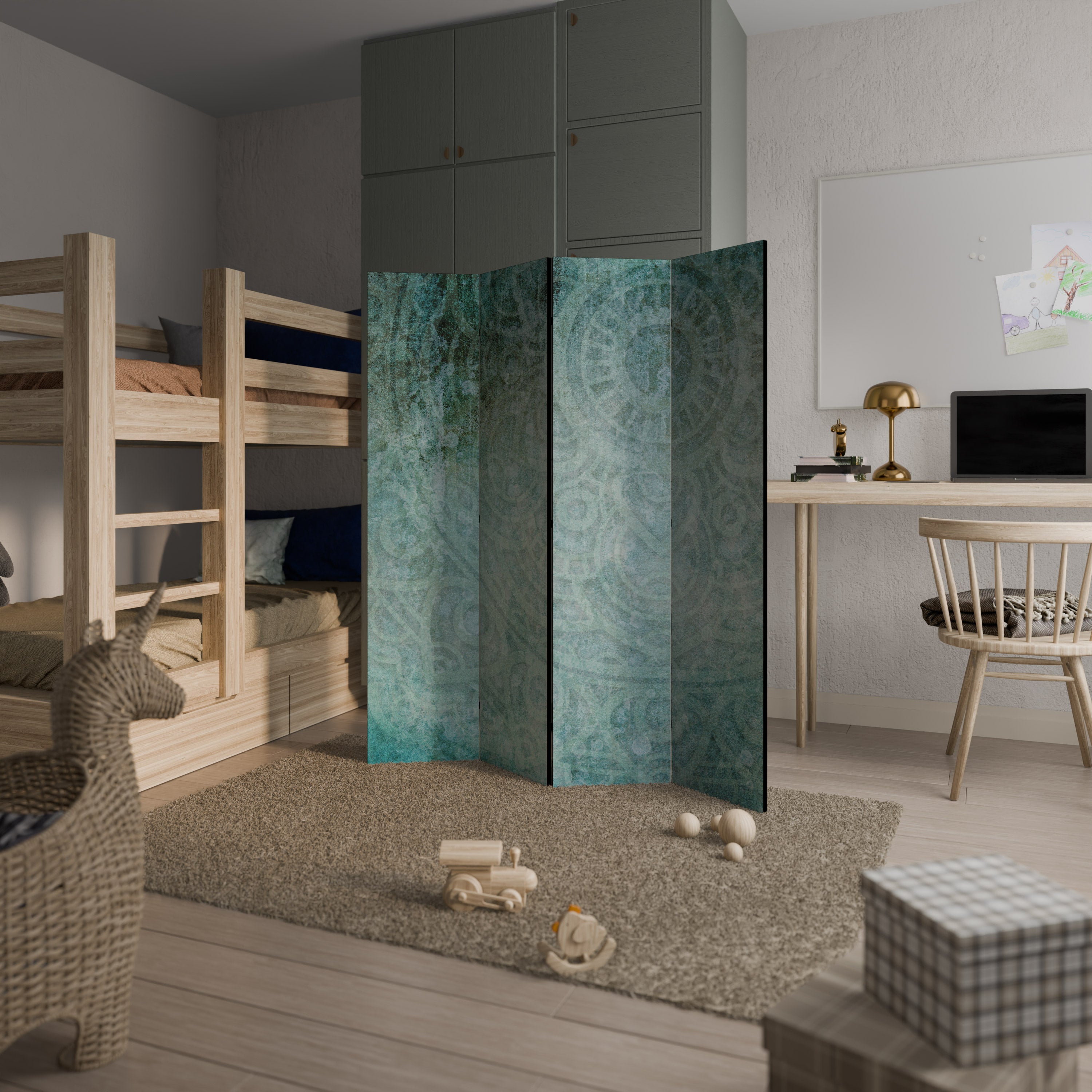 TIMELESS TEXTURAL TIDE Biombo Decorativo de 4 Painéis