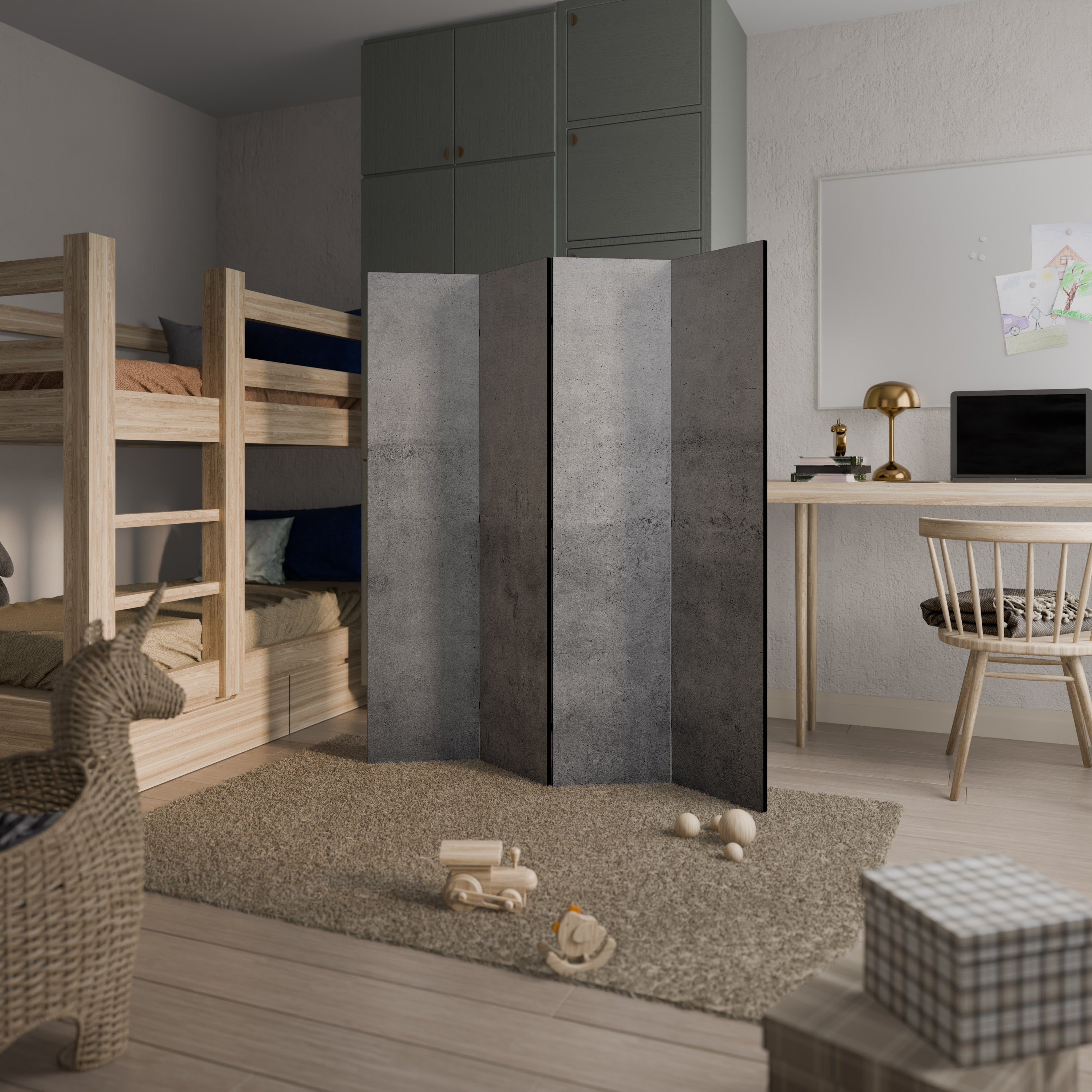 SUBTLE SHADOWS DISPLAY Biombo Decorativo de 4 Painéis