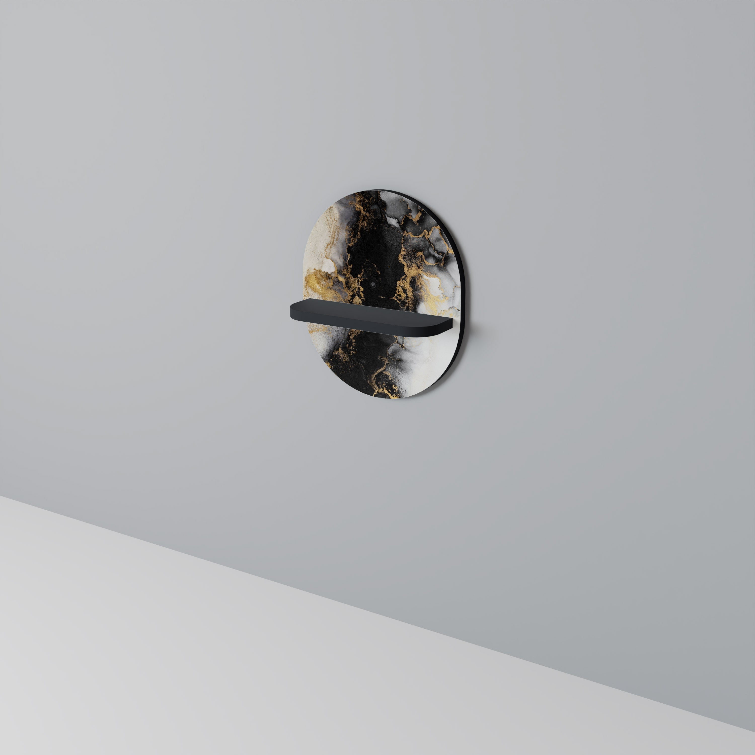 MARBLE OF TOMMORROW Prateleira Oval Decorativa em Acabamento Preto
