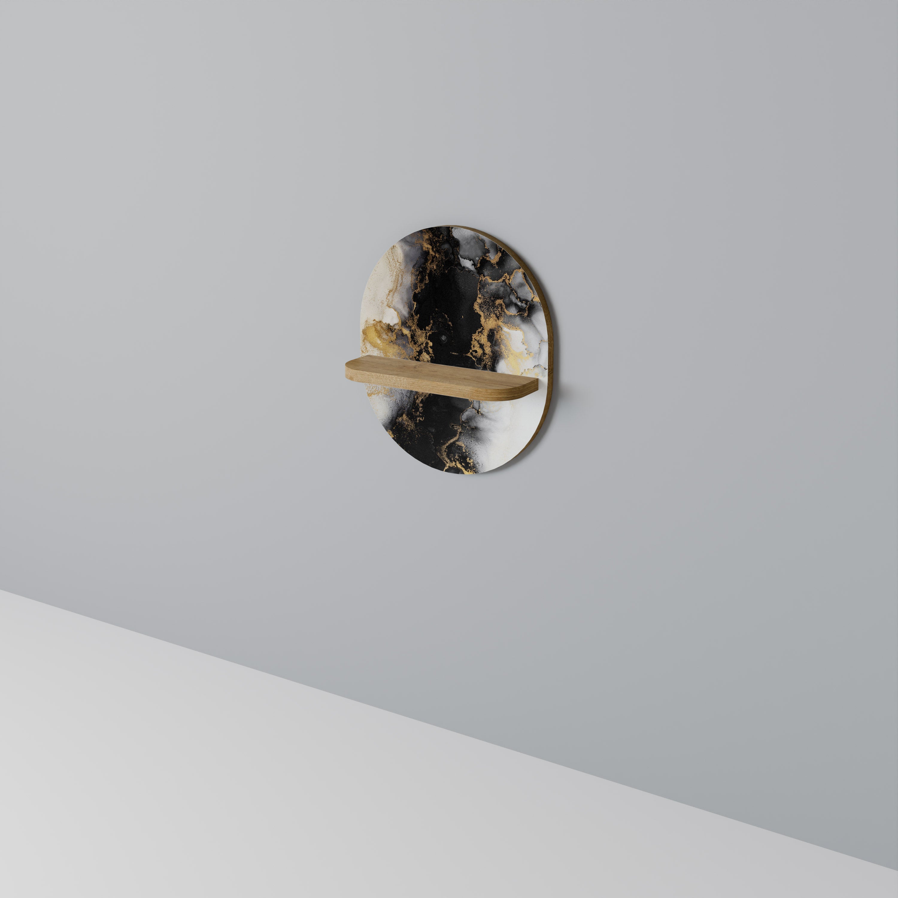 MARBLE OF TOMMORROW Prateleira Oval Decorativa em Efeito Carvalho