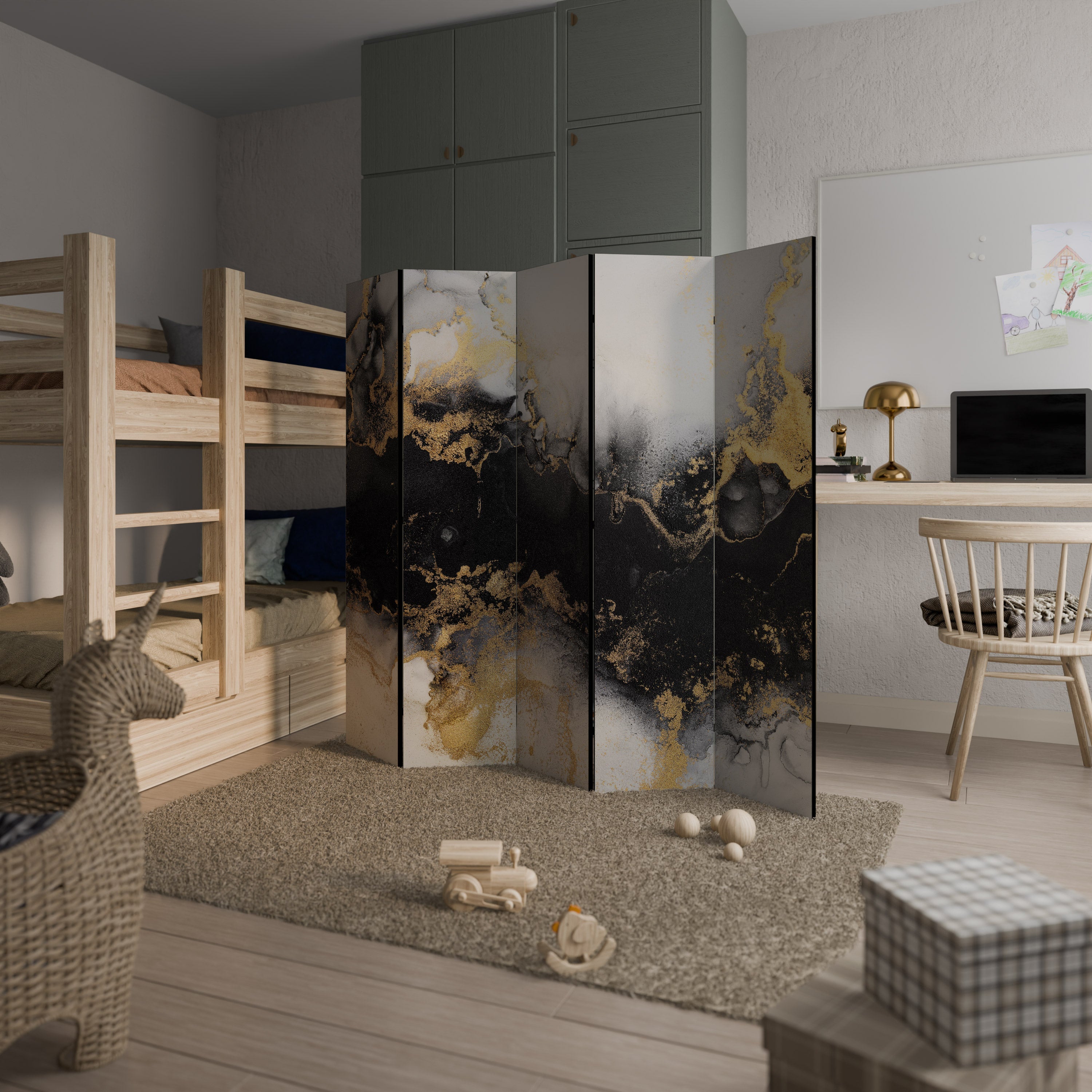 MARBLE OF TOMMORROW Biombo Decorativo de 5 Painéis