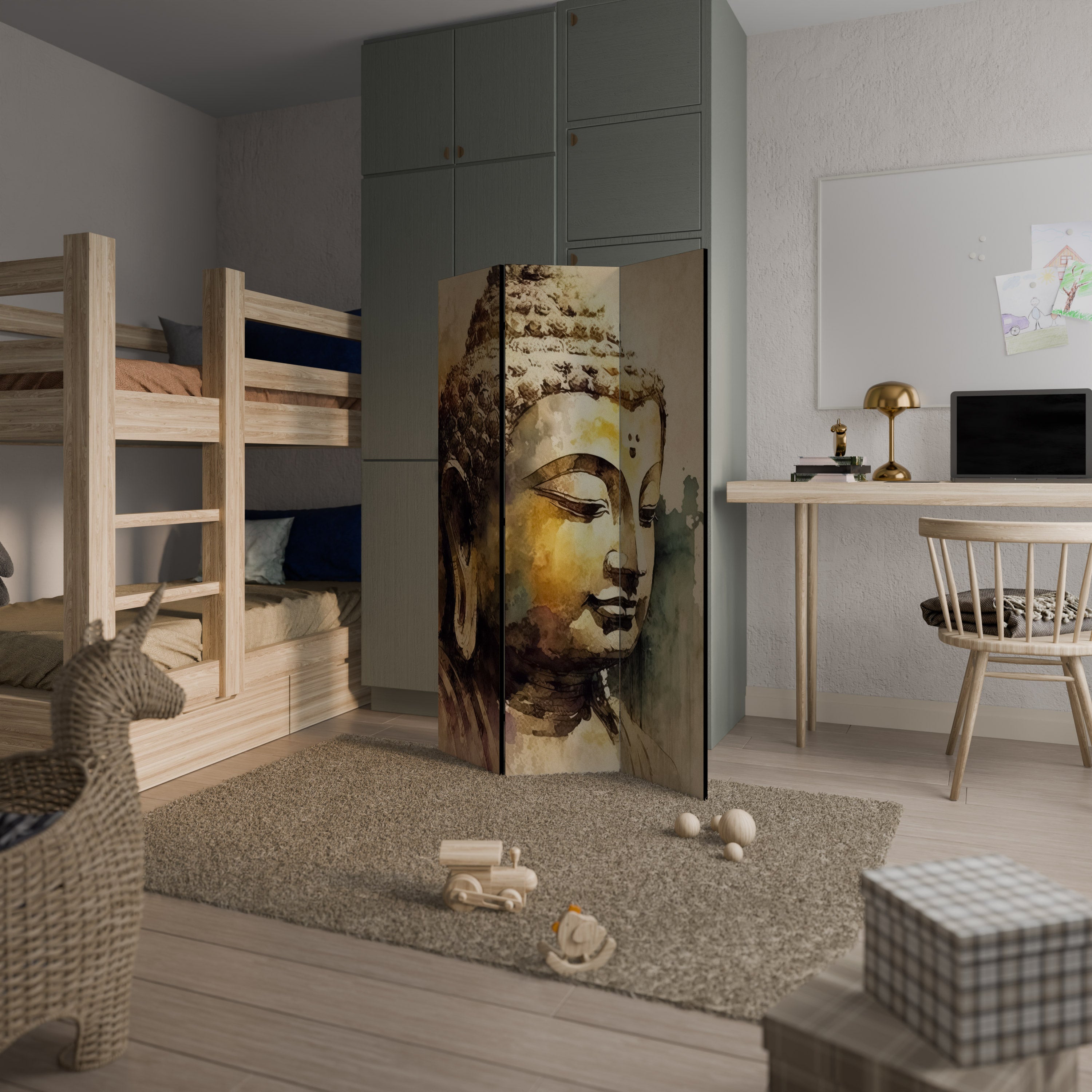 TRANQUIL BUDDHA WHISPERS Biombo de 3 Painéis