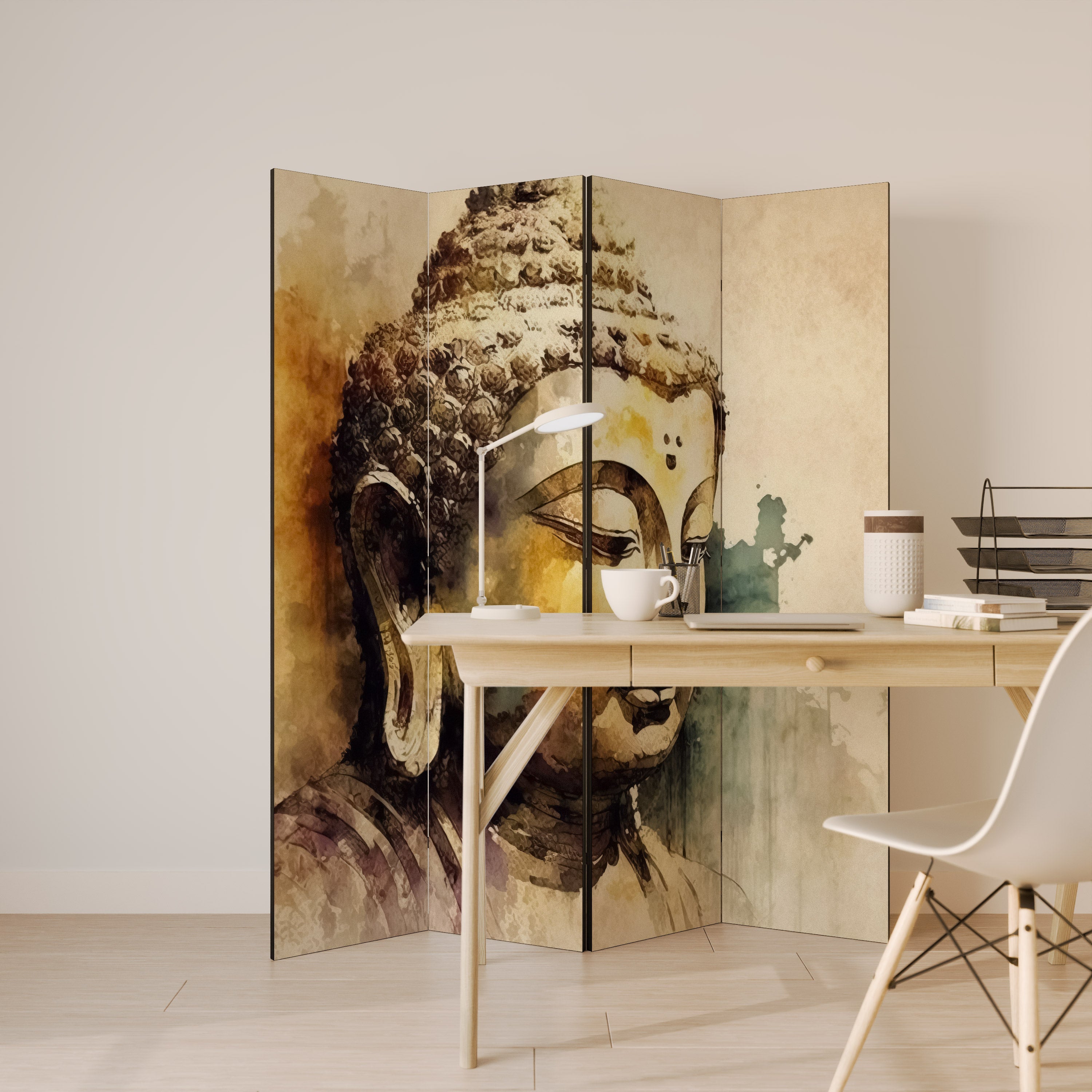 TRANQUIL BUDDHA WHISPERS Biombo Decorativo de 4 Painéis
