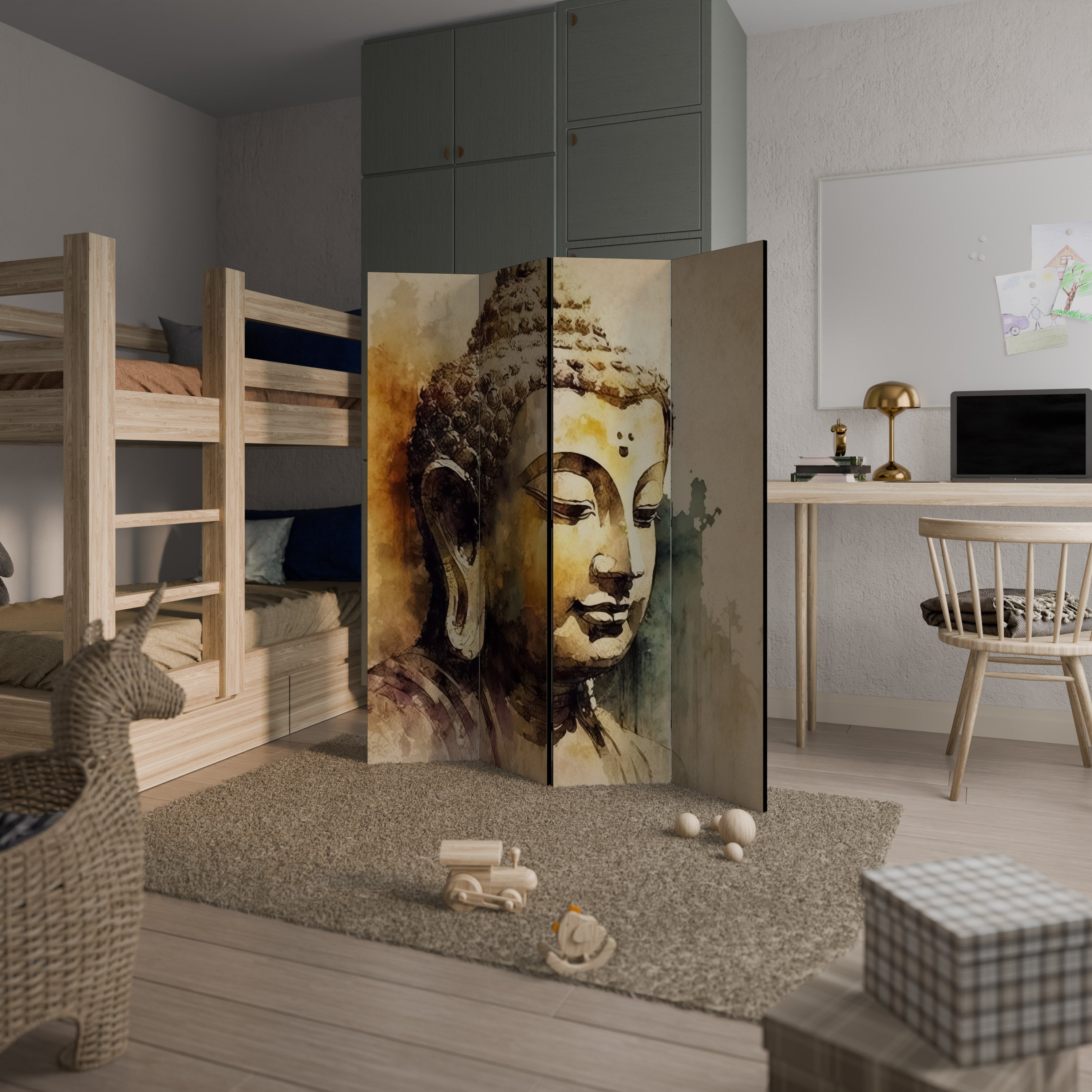 TRANQUIL BUDDHA WHISPERS Biombo Decorativo de 4 Painéis