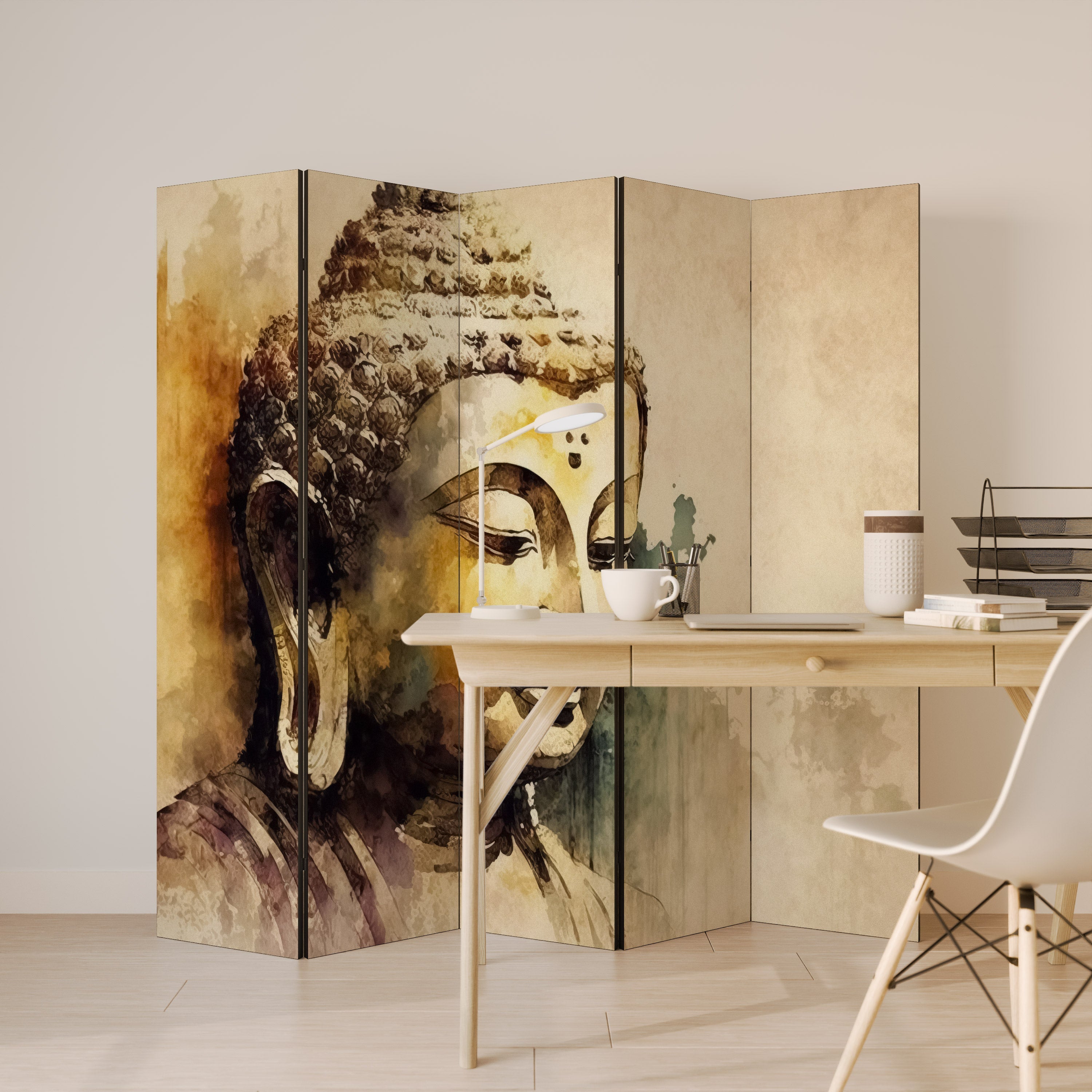 TRANQUIL BUDDHA WHISPERS Biombo Decorativo de 5 Painéis