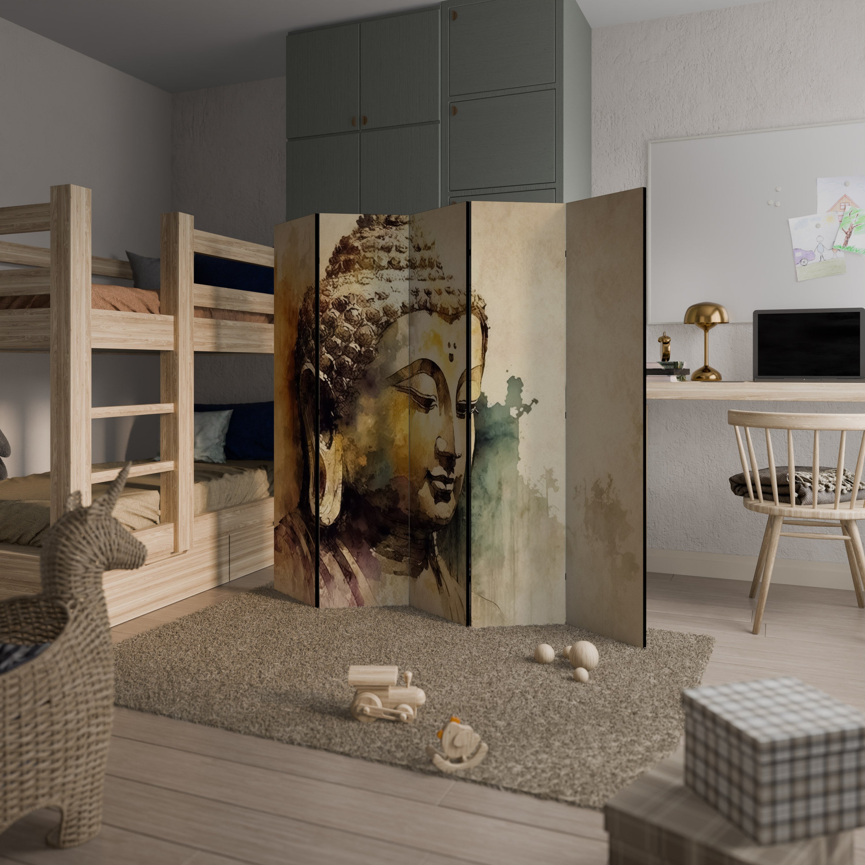 TRANQUIL BUDDHA WHISPERS Biombo Decorativo de 5 Painéis