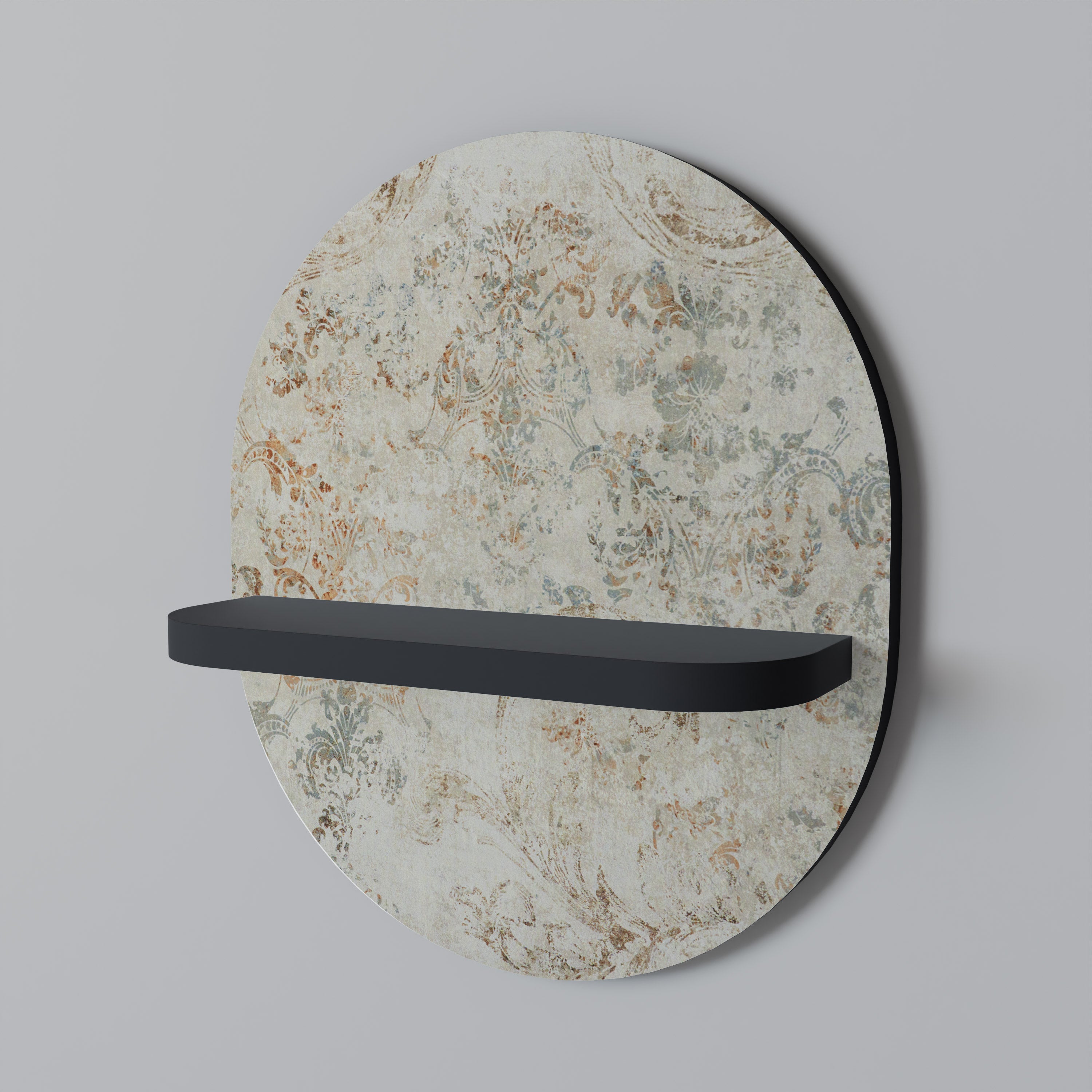 FADED ELEGANCE Prateleira Oval Decorativa em Acabamento Preto