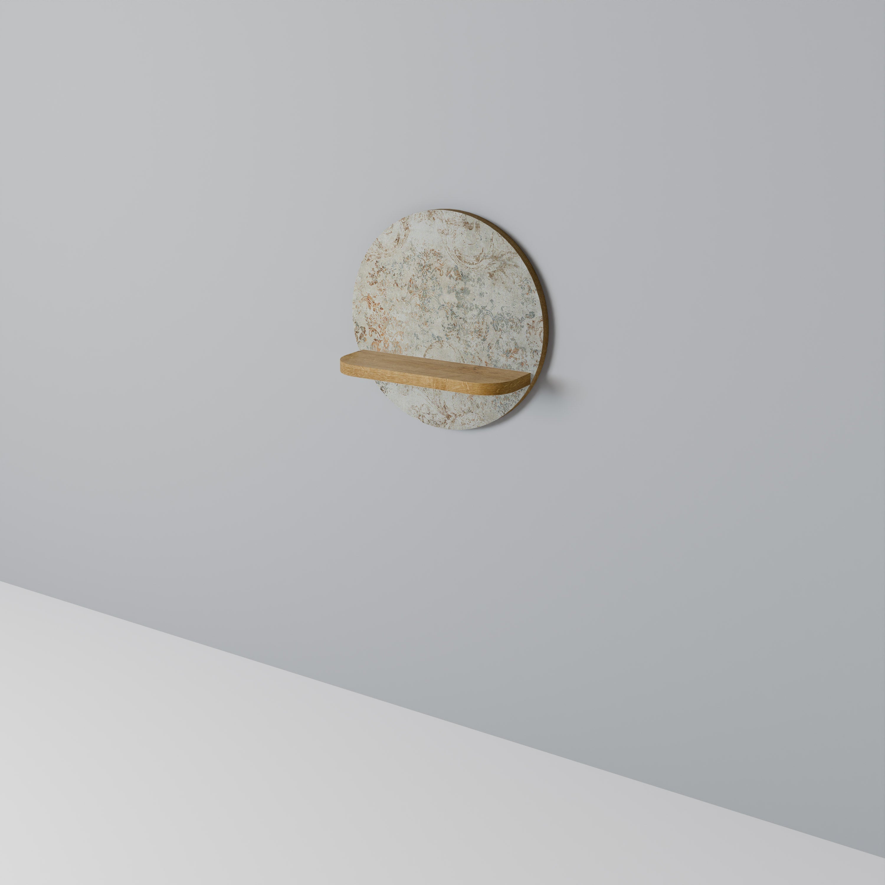 FADED ELEGANCE Prateleira Redonda Decorativa em Efeito Carvalho