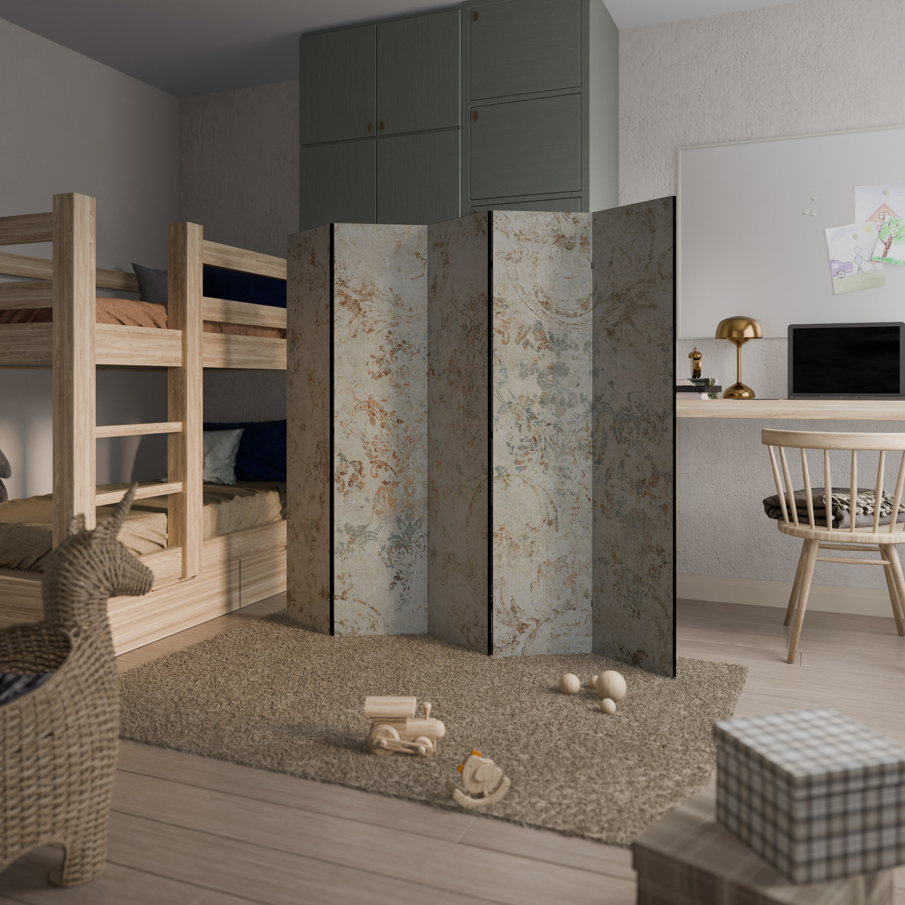 FADED ELEGANCE Biombo Decorativo de 5 Painéis