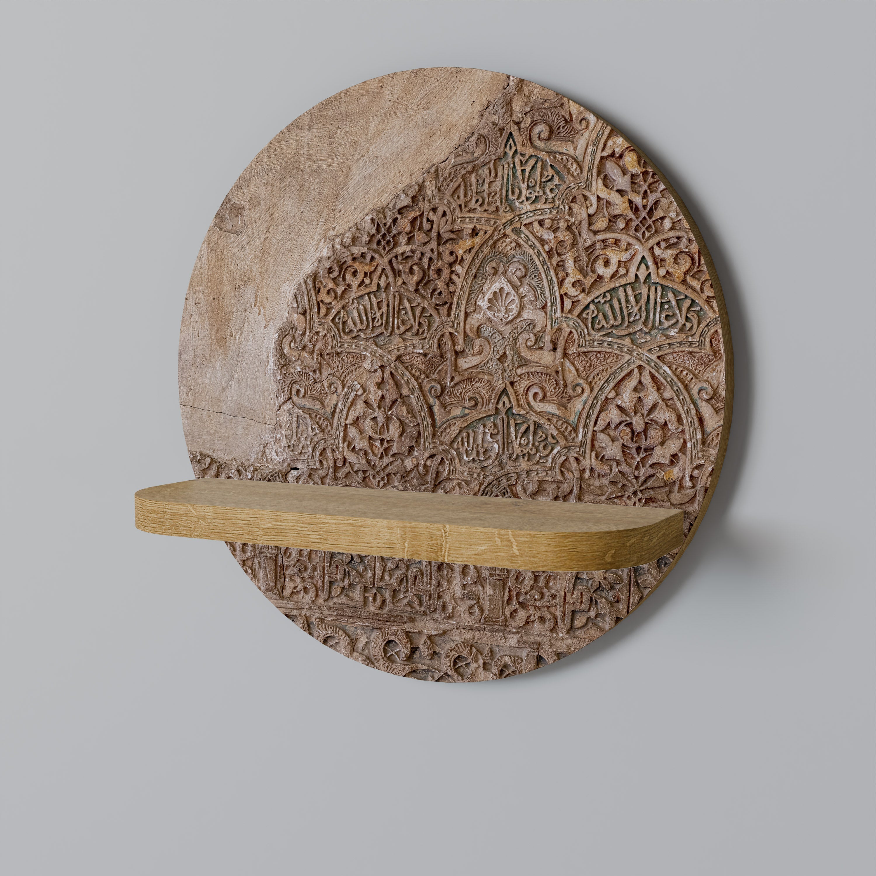ARABESQUE WHISPERS Prateleira Redonda Decorativa em Efeito Carvalho