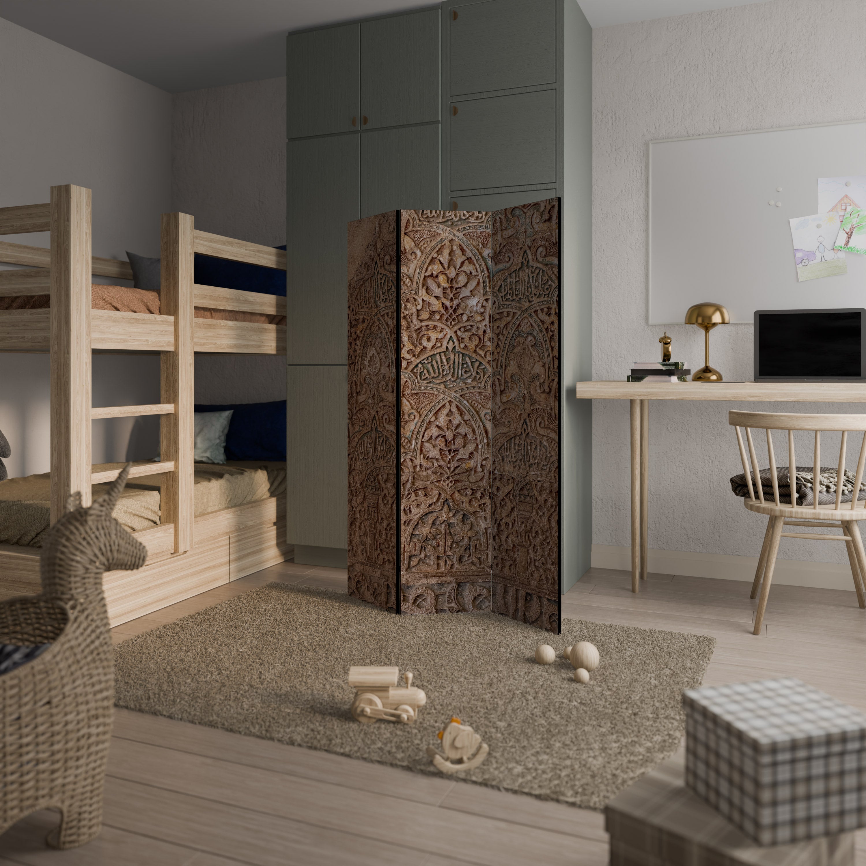 ARABESQUE WHISPERS Biombo Decorativo de 3 Painéis