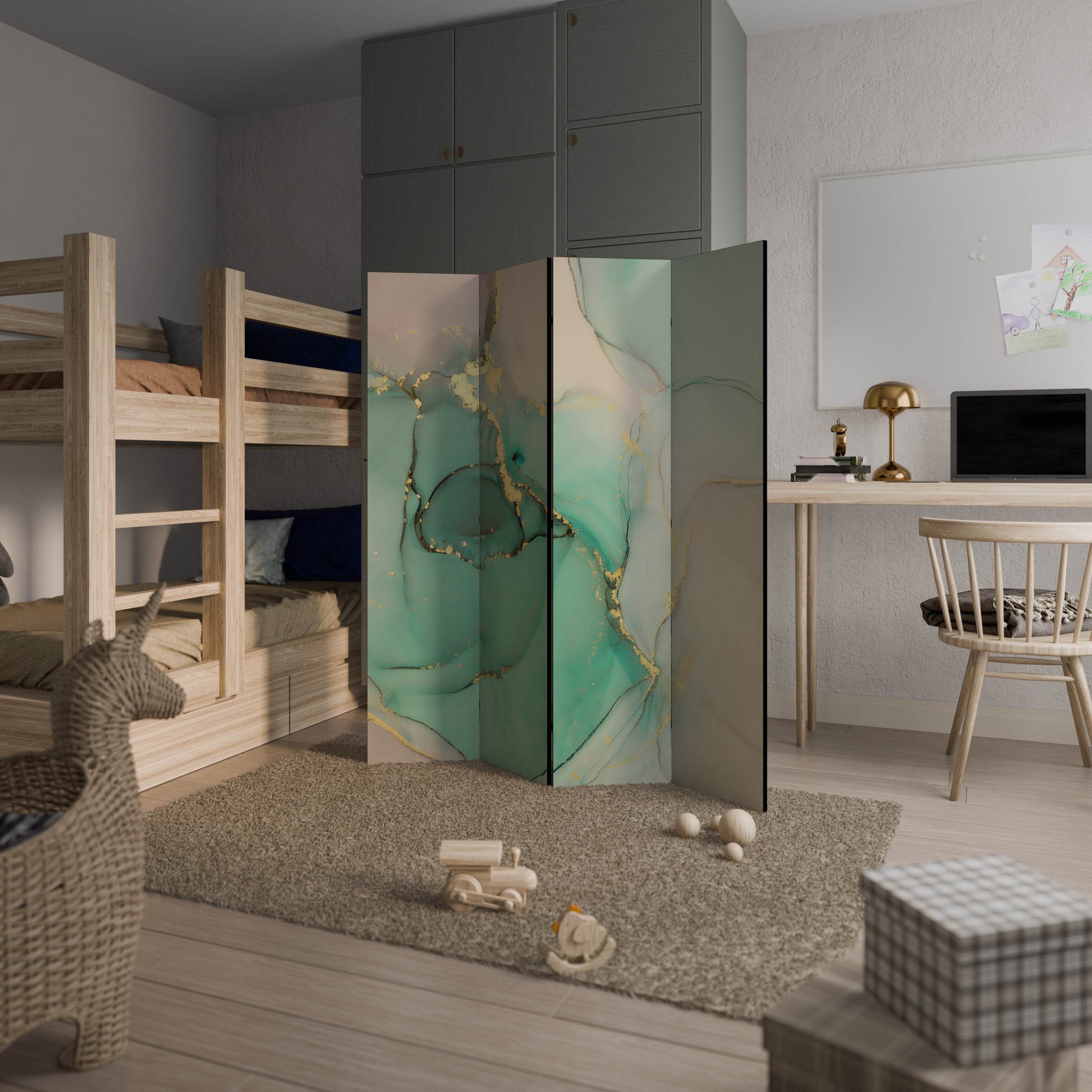 MARBLEIZED MYSTIQUE Biombo Decorativo de 4 Painéis