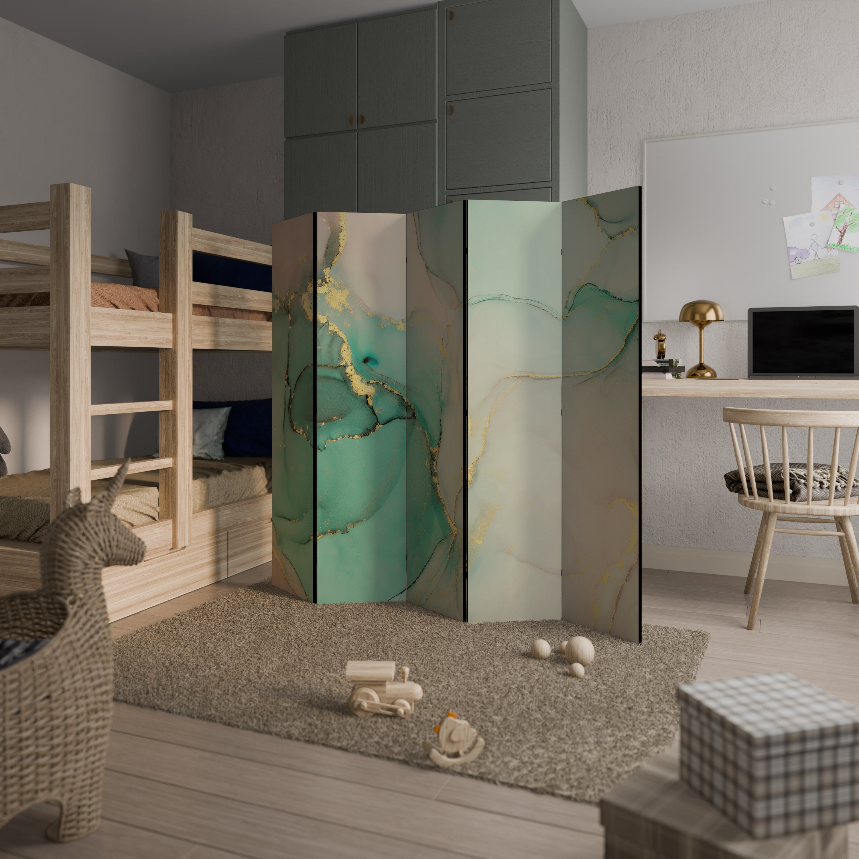 MARBLEIZED MYSTIQUE Biombo Decorativo de 5 Painéis