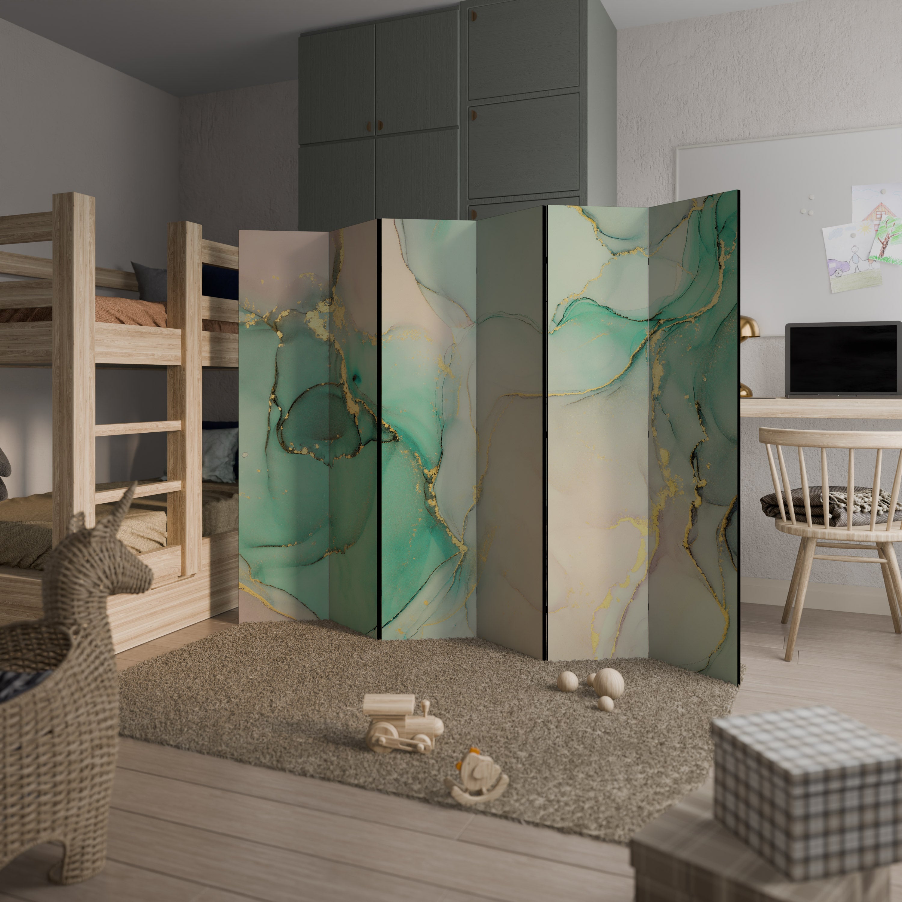 MARBLEIZED MYSTIQUE Biombo de 6 Painéis