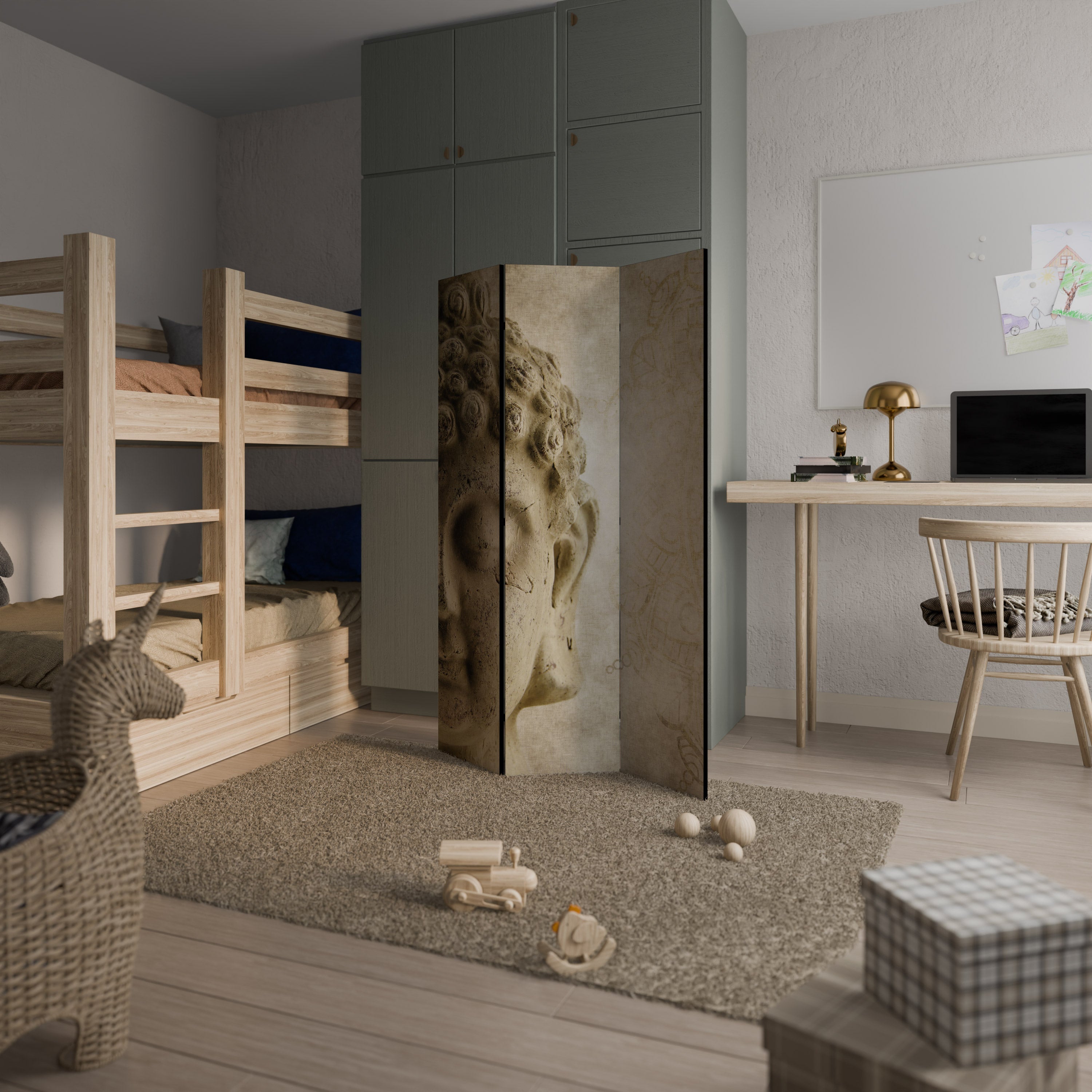 MYSTICAL MEDITATION SCENE Biombo Decorativo de 3 Painéis