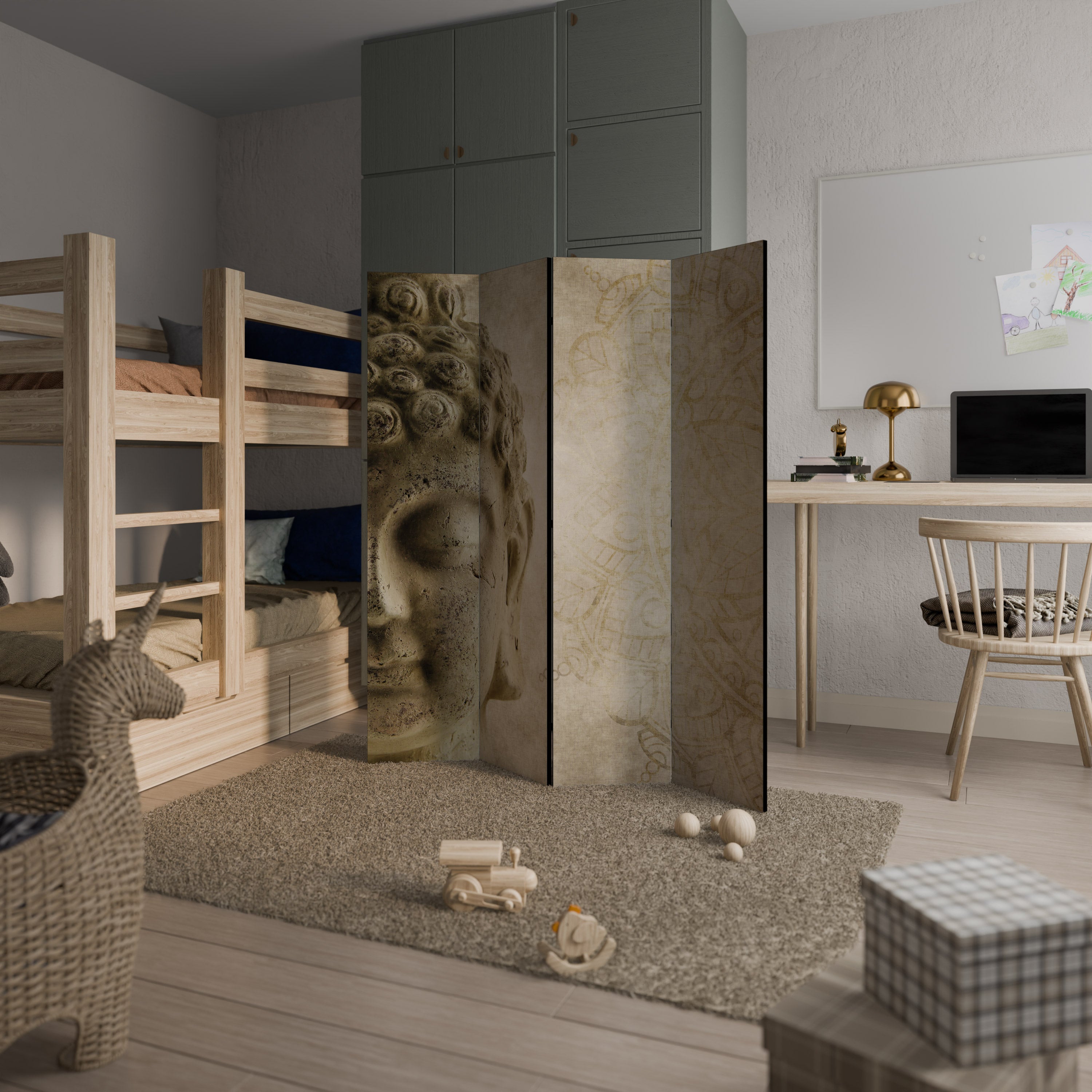 MYSTICAL MEDITATION SCENE Biombo Decorativo de 4 Painéis