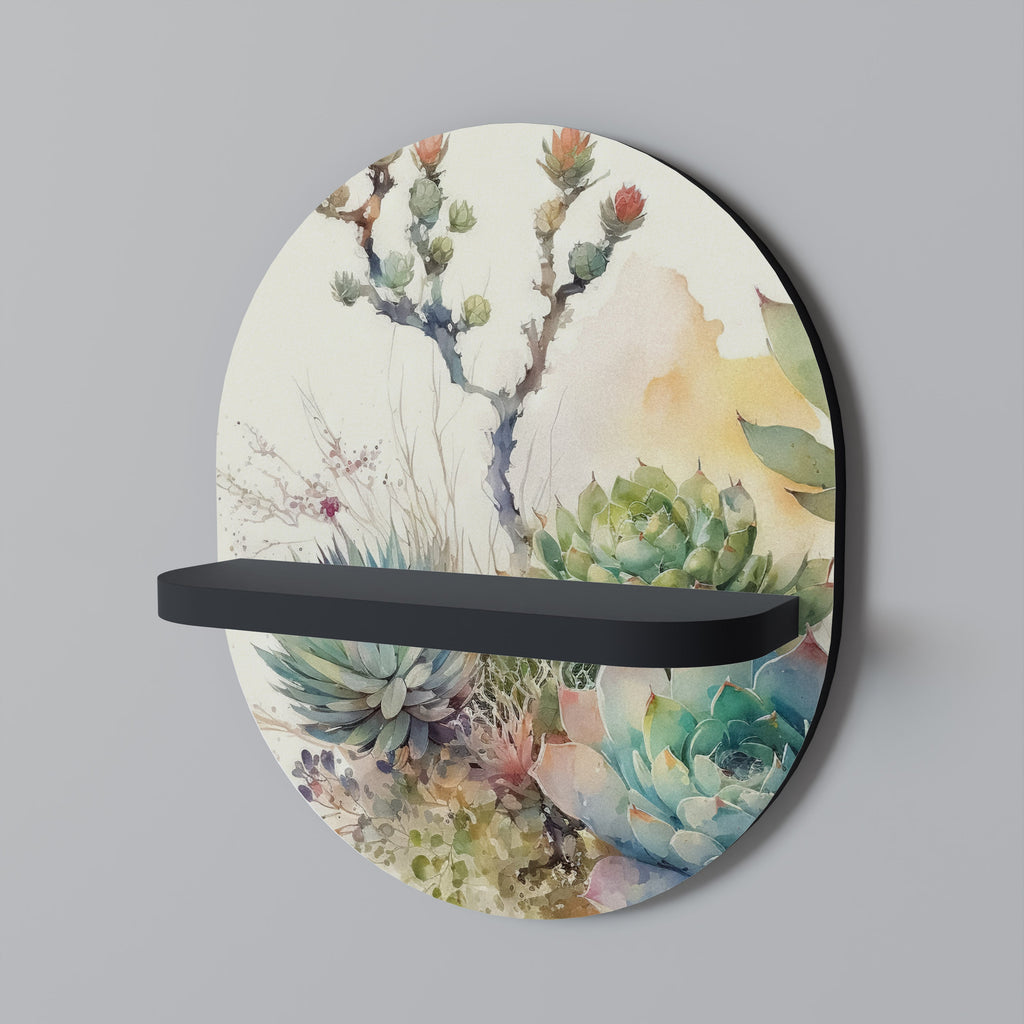 SUCCULENT WHIMSY Prateleira Oval Decorativa em Acabamento Preto
