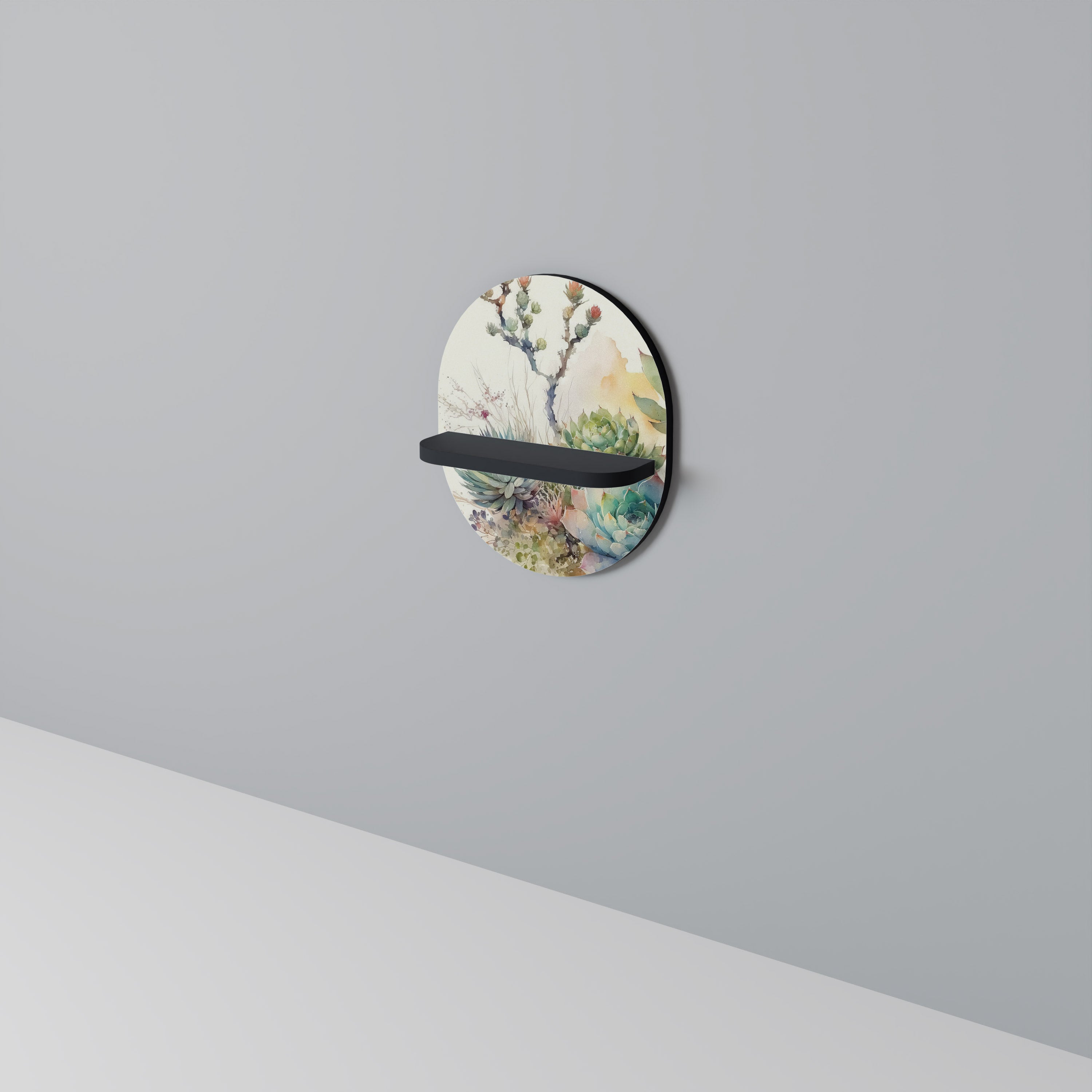 SUCCULENT WHIMSY Prateleira Oval Decorativa em Acabamento Preto