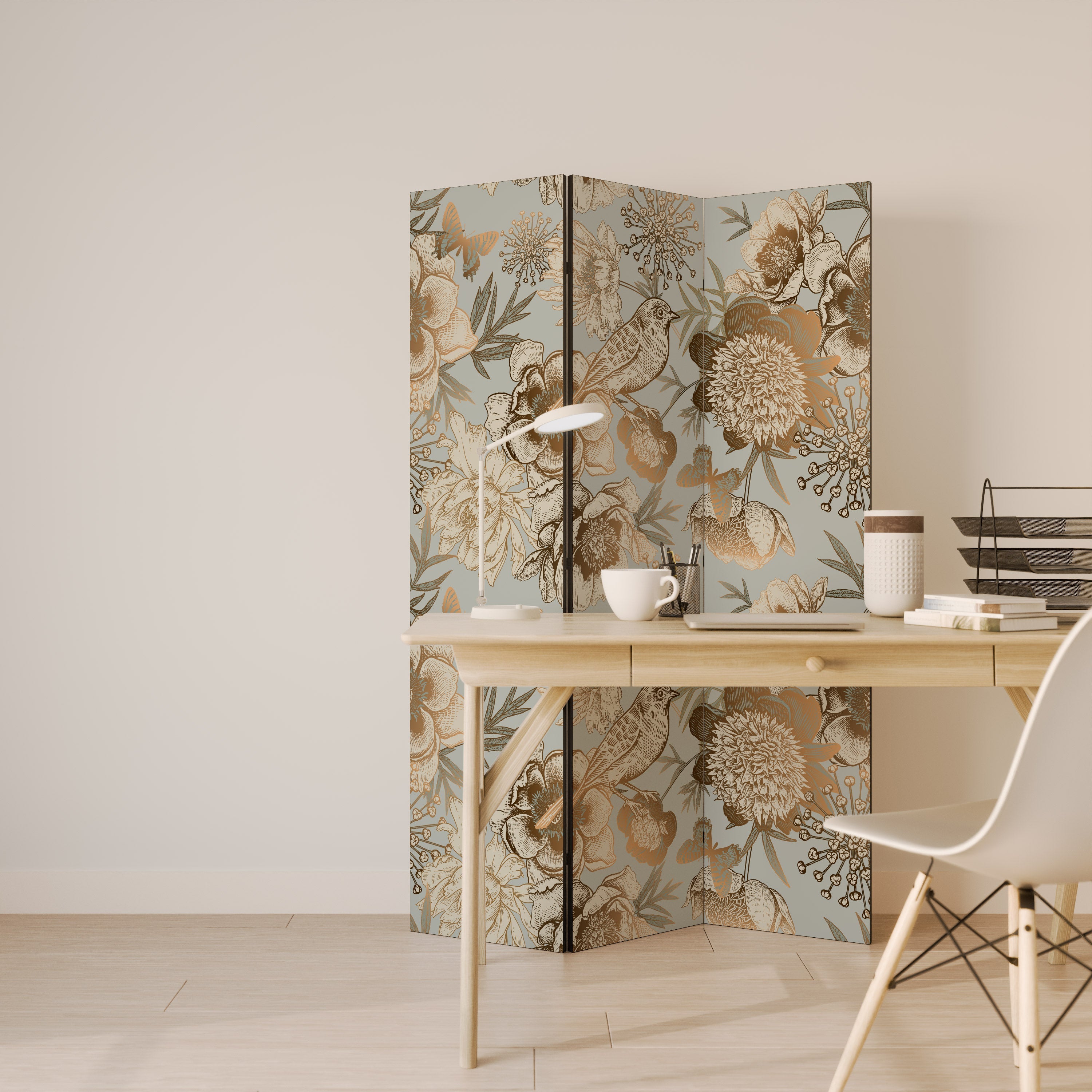 SUCCULENT WHIMSY Biombo Decorativo de 3 Painéis