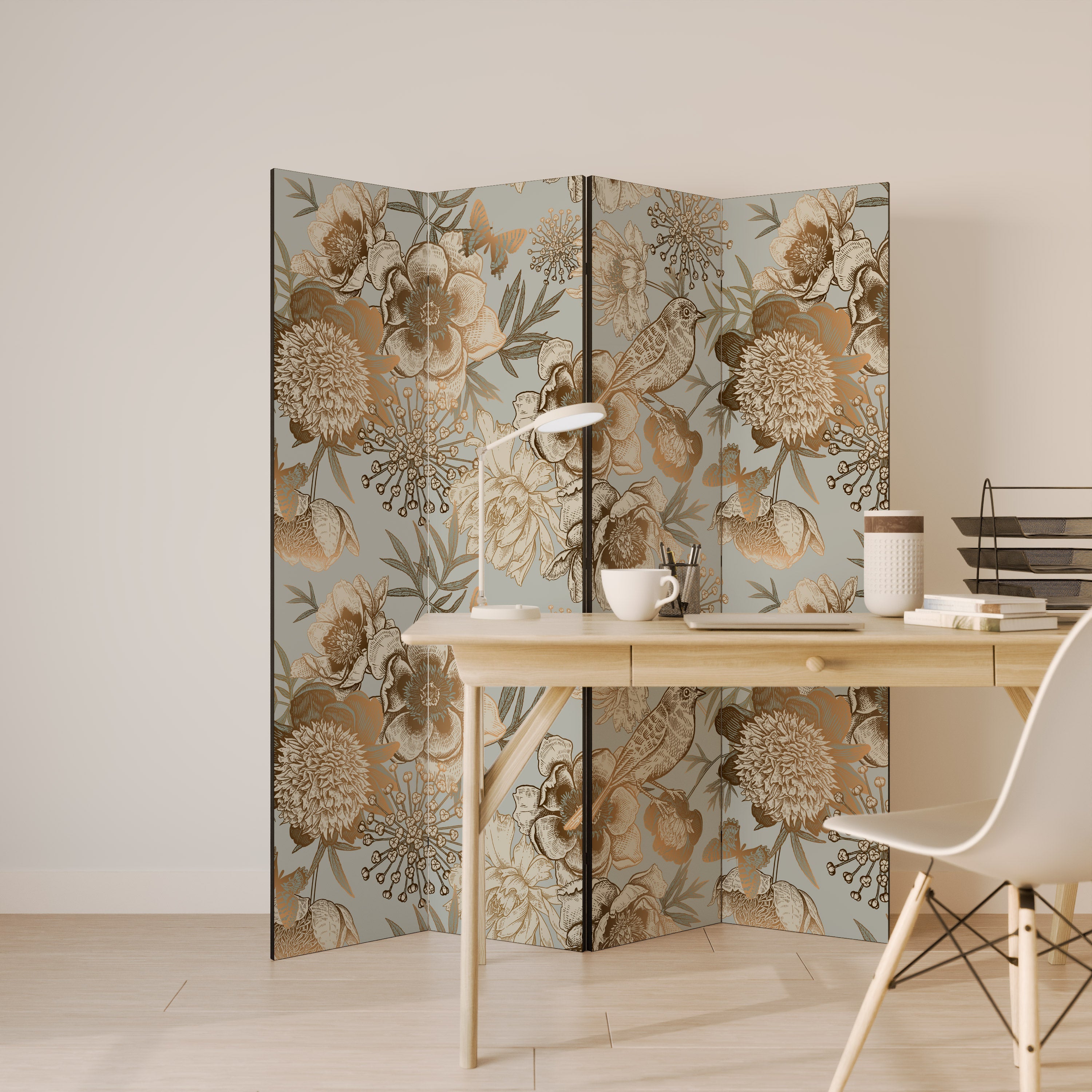 SUCCULENT WHIMSY Biombo Decorativo de 4 Painéis