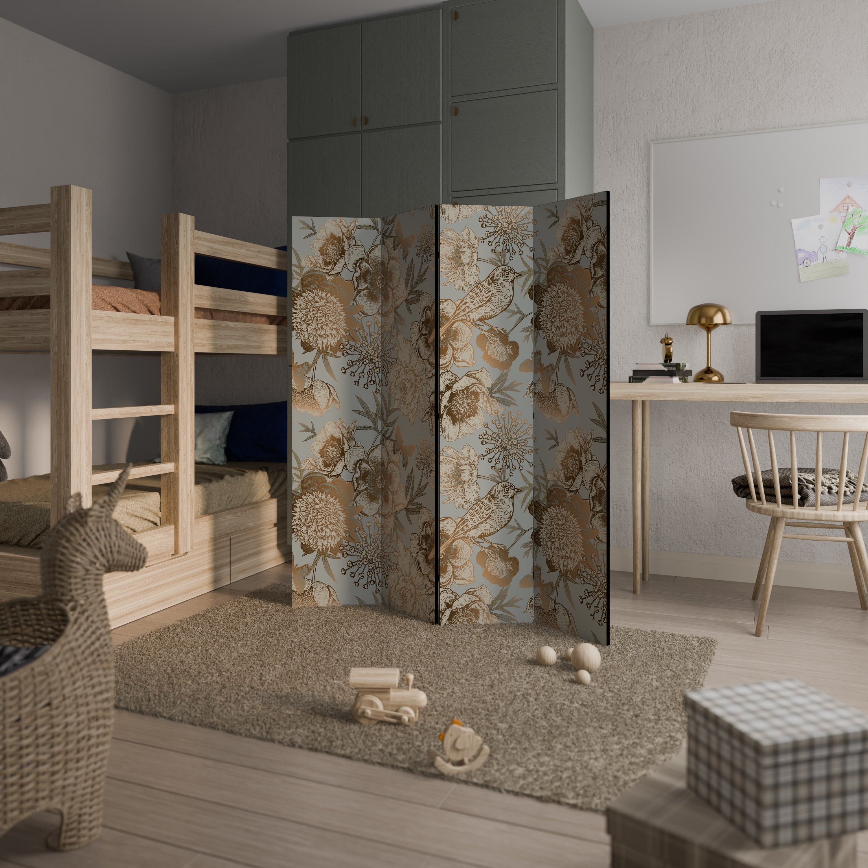 SUCCULENT WHIMSY 4-Panel Room Divider