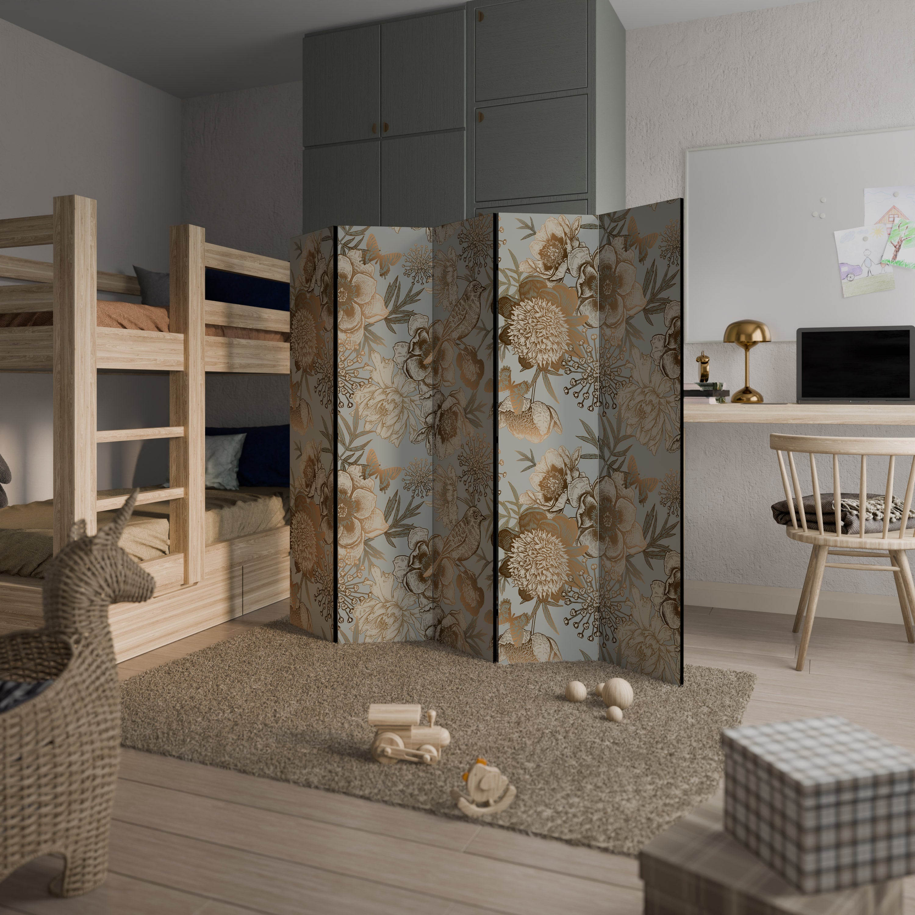 SUCCULENT WHIMSY Biombo Decorativo de 5 Painéis